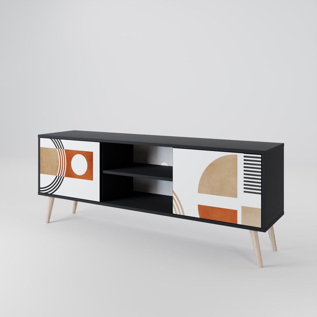 Meuble TV 2 portes CIRCLE RHYTM finition noire