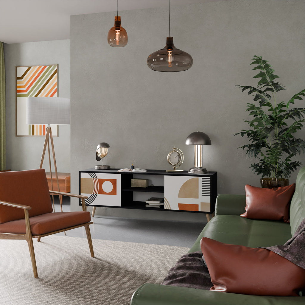 Meuble TV 2 portes CIRCLE RHYTM finition noire