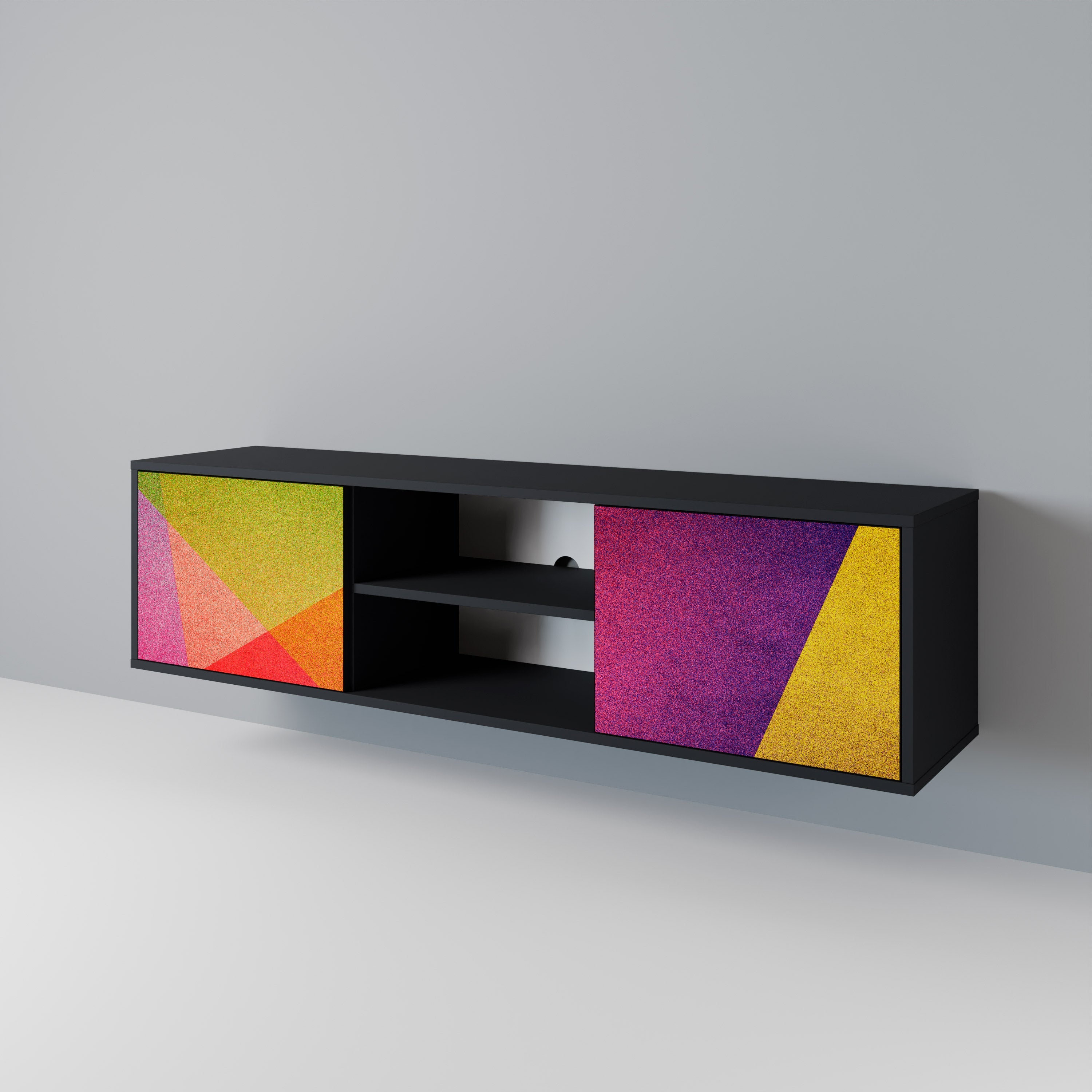 Meuble TV 2 portes VIVID GEOMETRY finition noire