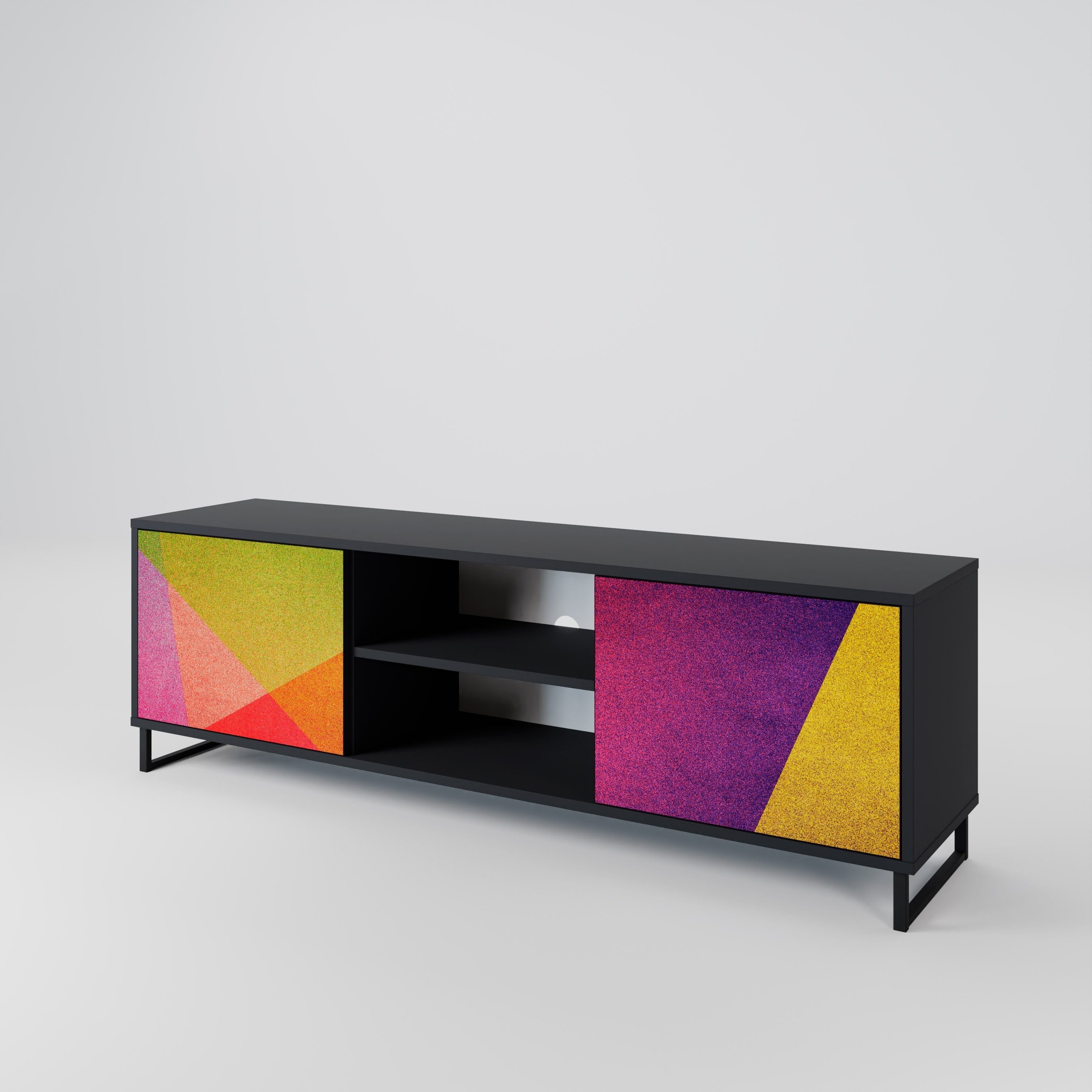 Meuble TV 2 portes VIVID GEOMETRY finition noire