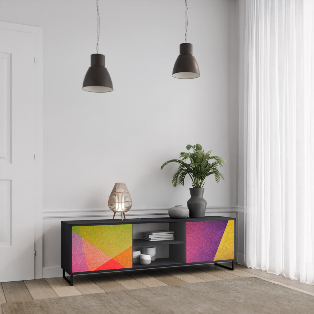 Meuble TV 2 portes VIVID GEOMETRY finition noire