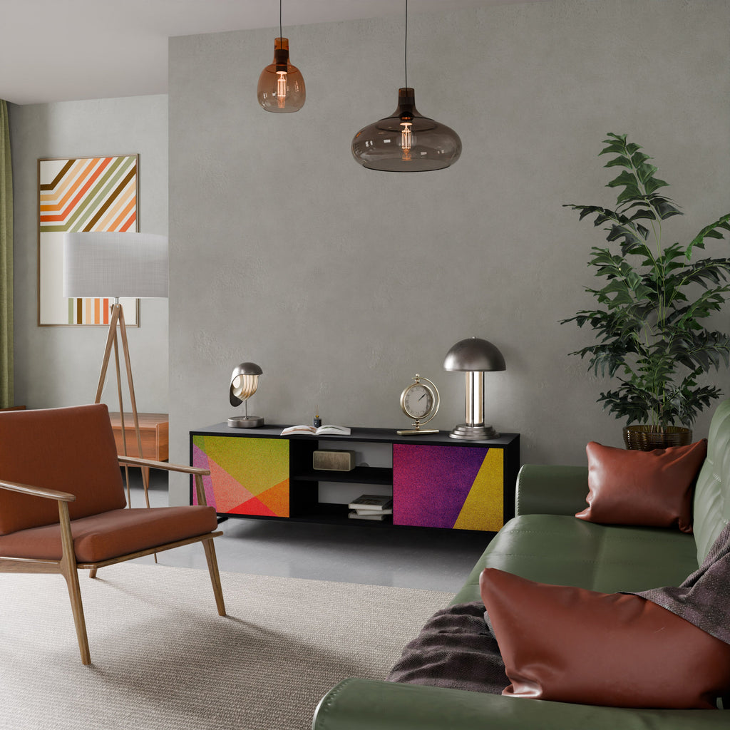 Meuble TV 2 portes VIVID GEOMETRY finition noire