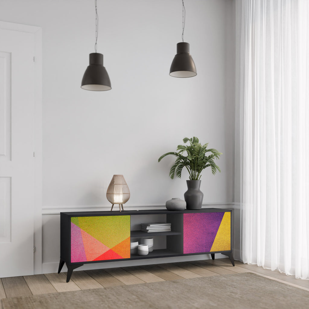 Meuble TV 2 portes VIVID GEOMETRY finition noire