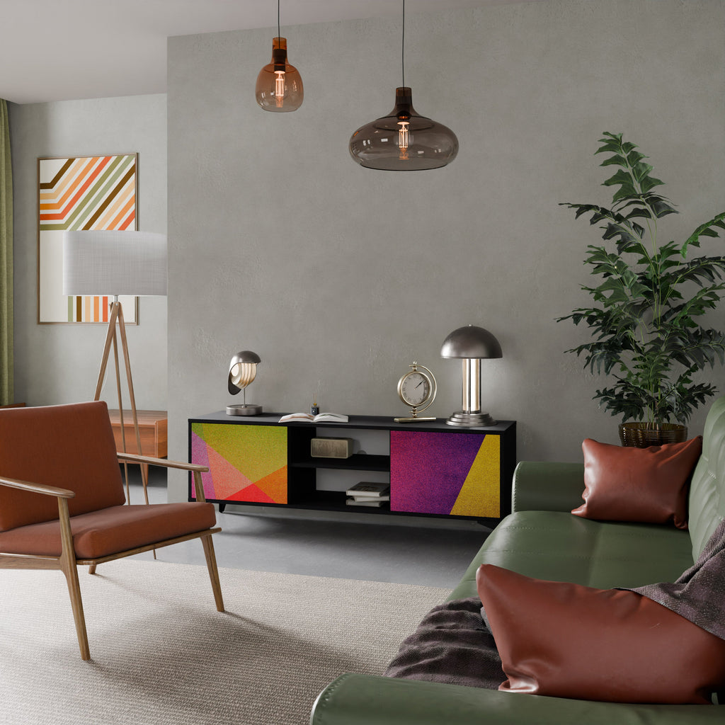 Meuble TV 2 portes VIVID GEOMETRY finition noire