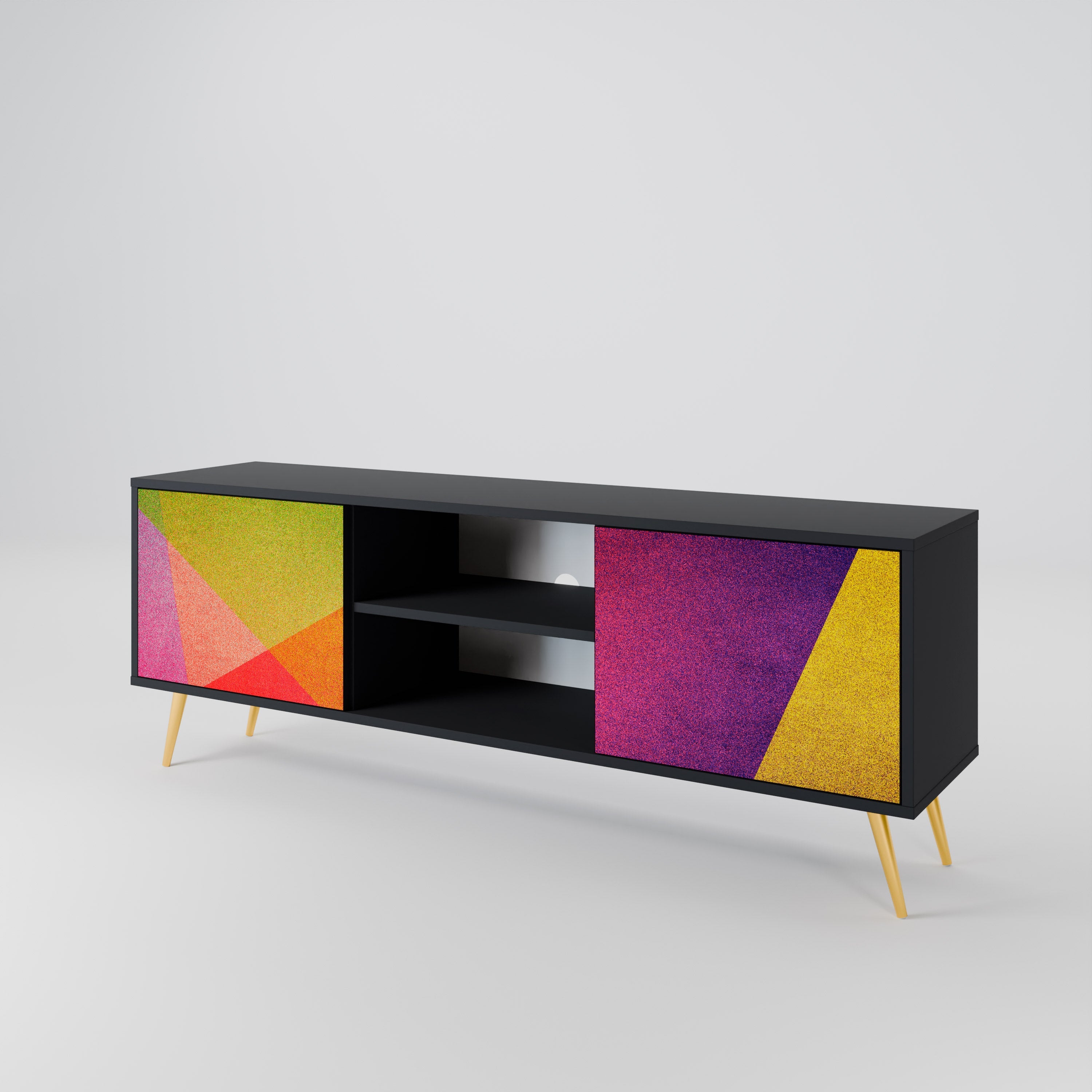 Meuble TV 2 portes VIVID GEOMETRY finition noire