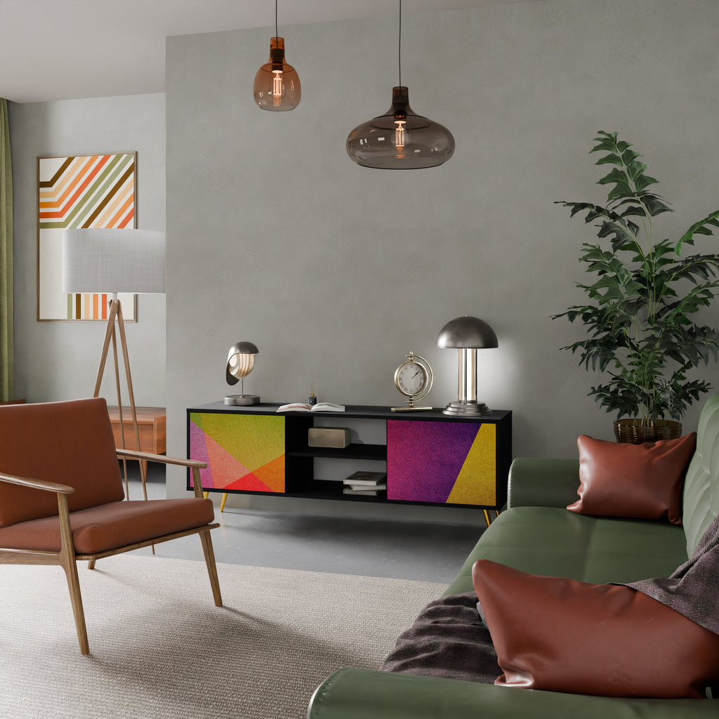 Meuble TV 2 portes VIVID GEOMETRY finition noire