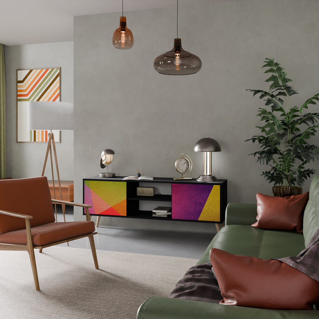 Meuble TV 2 portes VIVID GEOMETRY finition noire