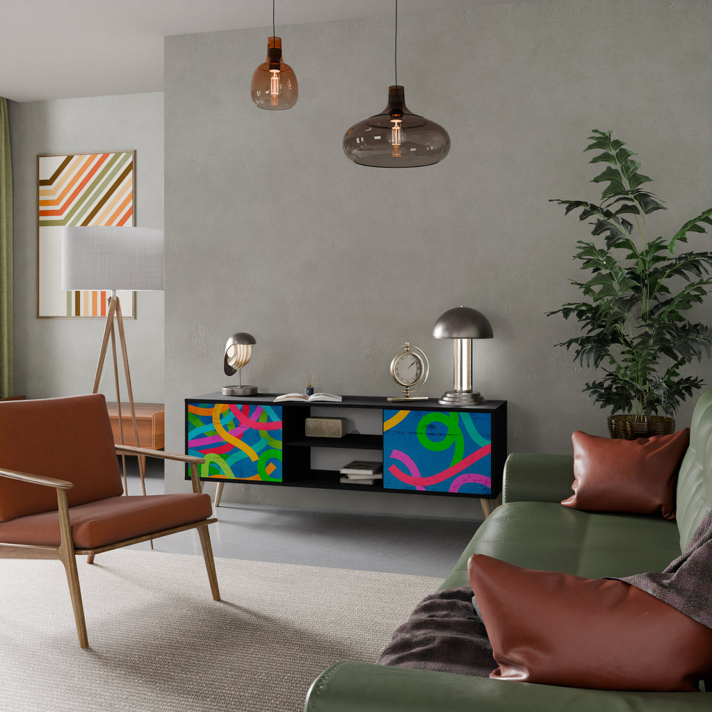 Meuble TV 2 portes STREAMER TANGLE finition noire