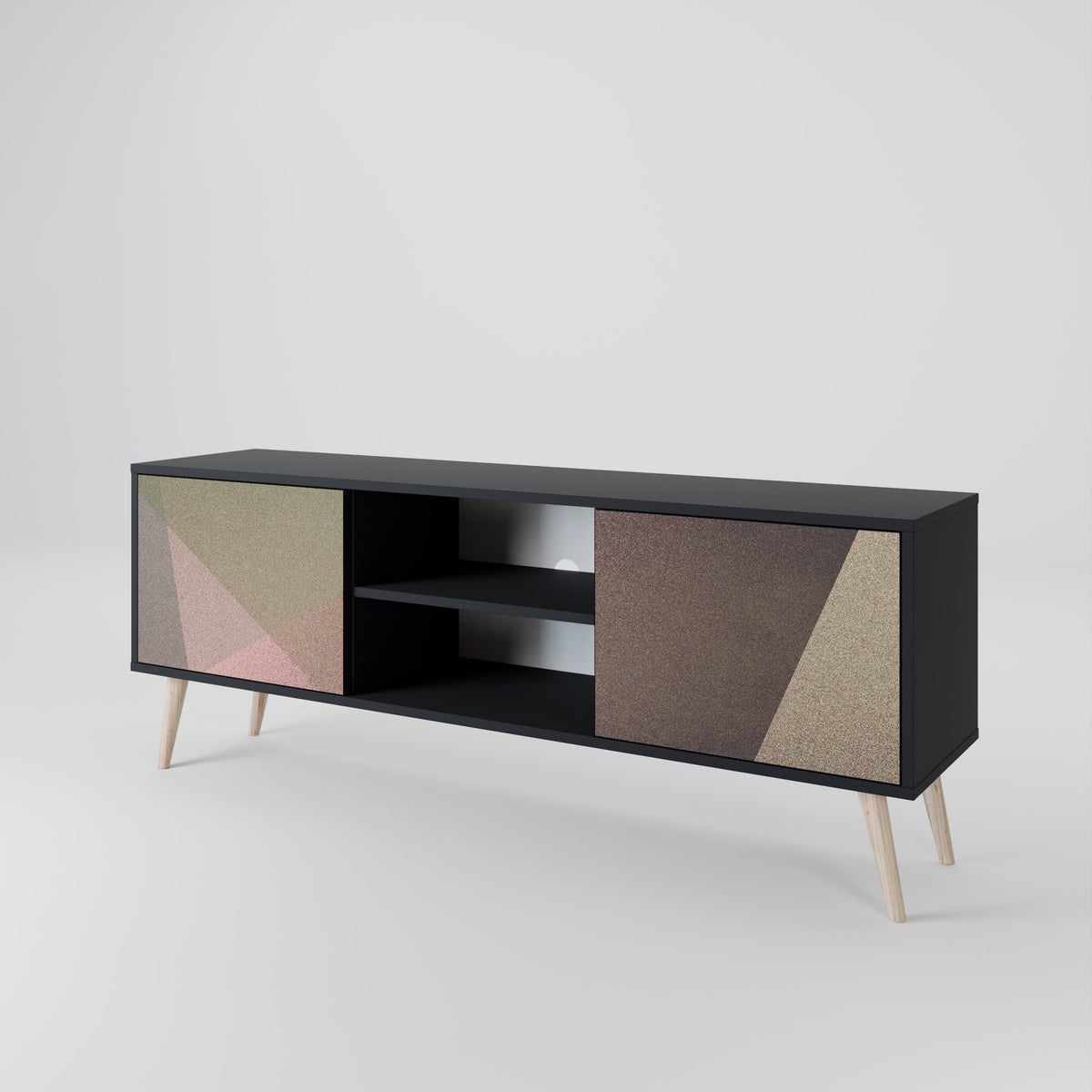 BEIGE GEOMETRY 2-Door TV Cabinet