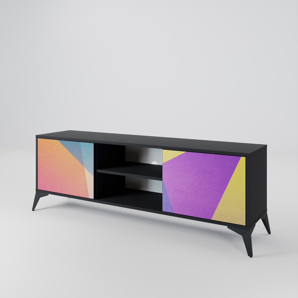 Meuble TV 2 portes BRIGHT GEOMETRY en finition noire