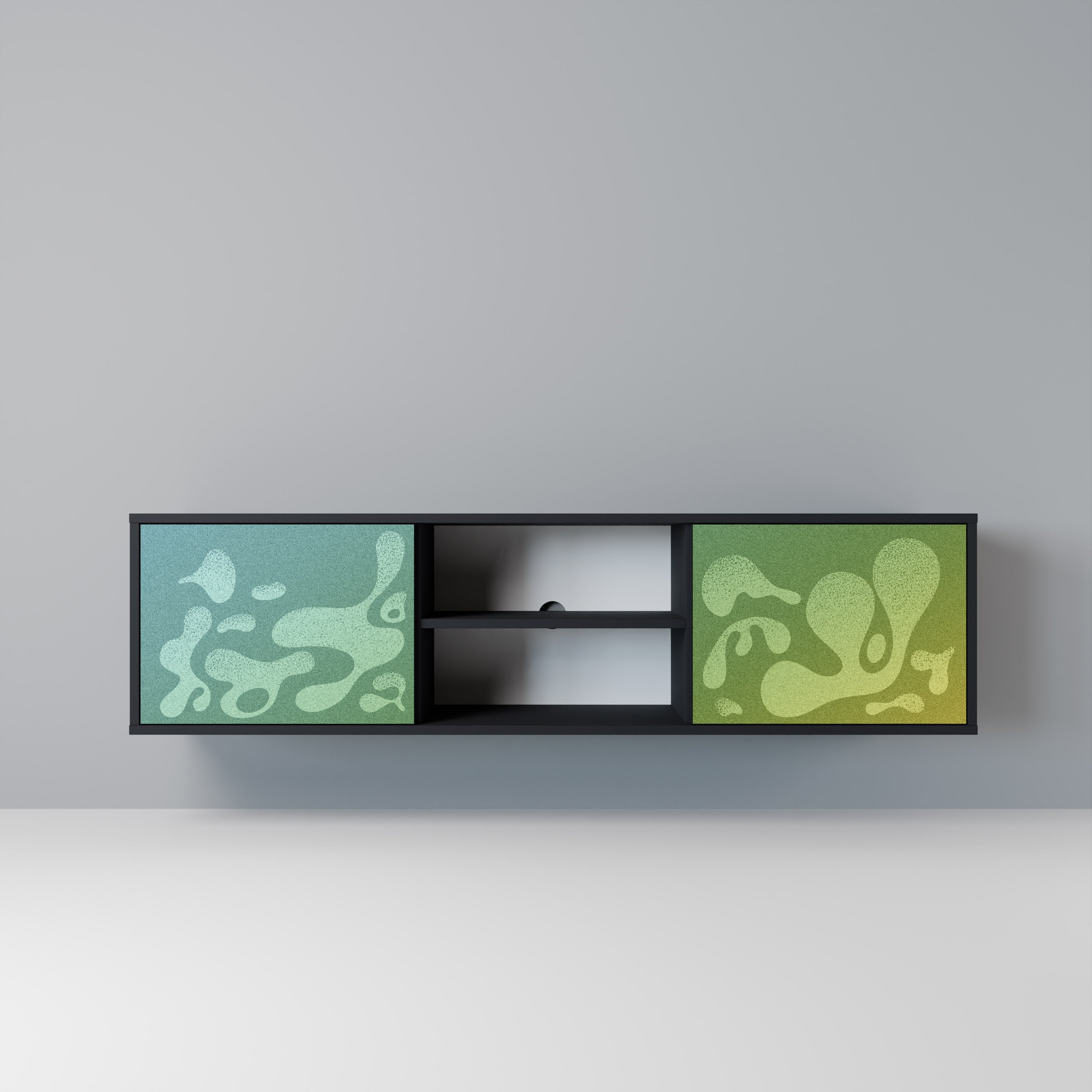 Meuble TV 2 portes IRREGULAR BLUE en finition noire