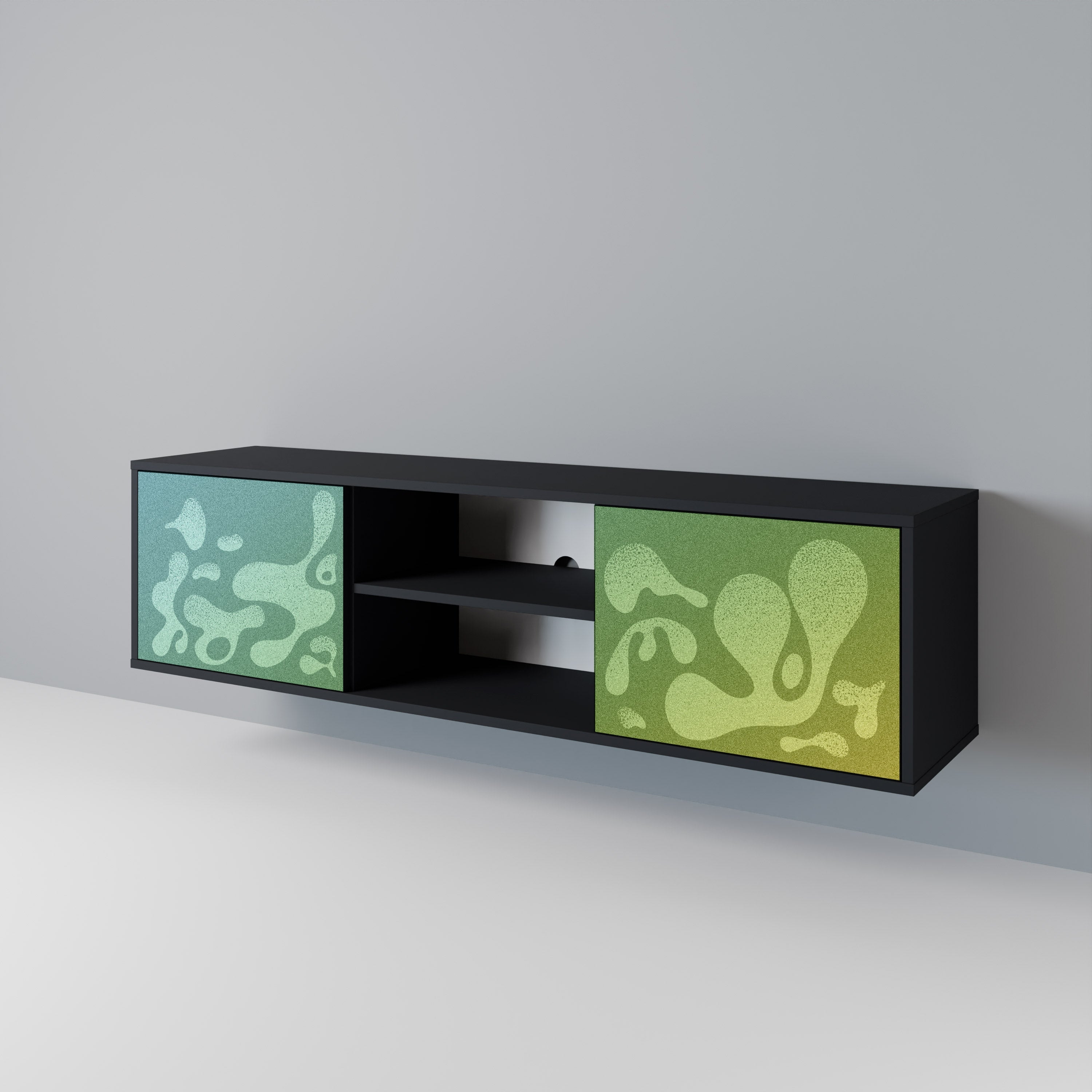 Meuble TV 2 portes IRREGULAR BLUE en finition noire