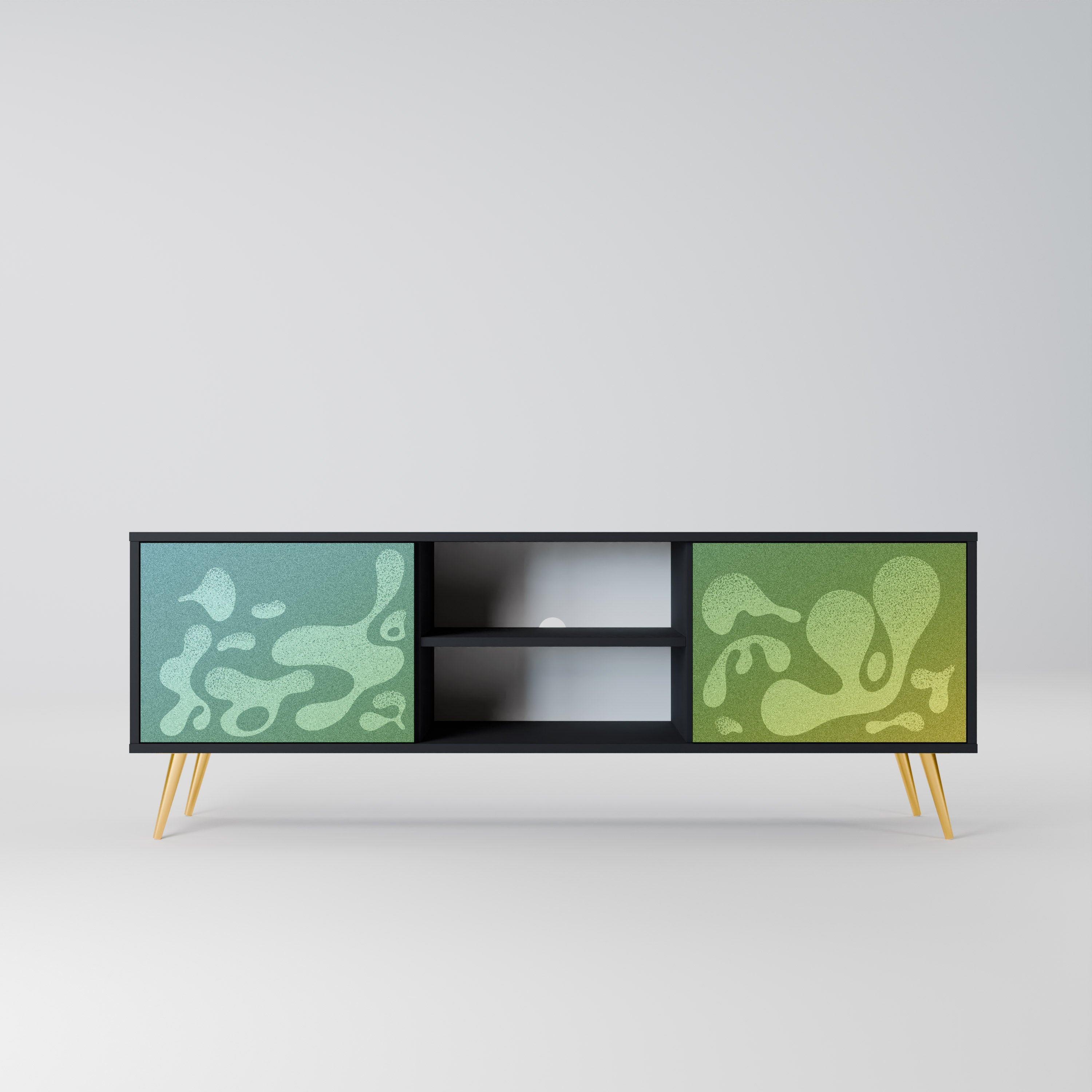 Meuble TV 2 portes IRREGULAR BLUE en finition noire