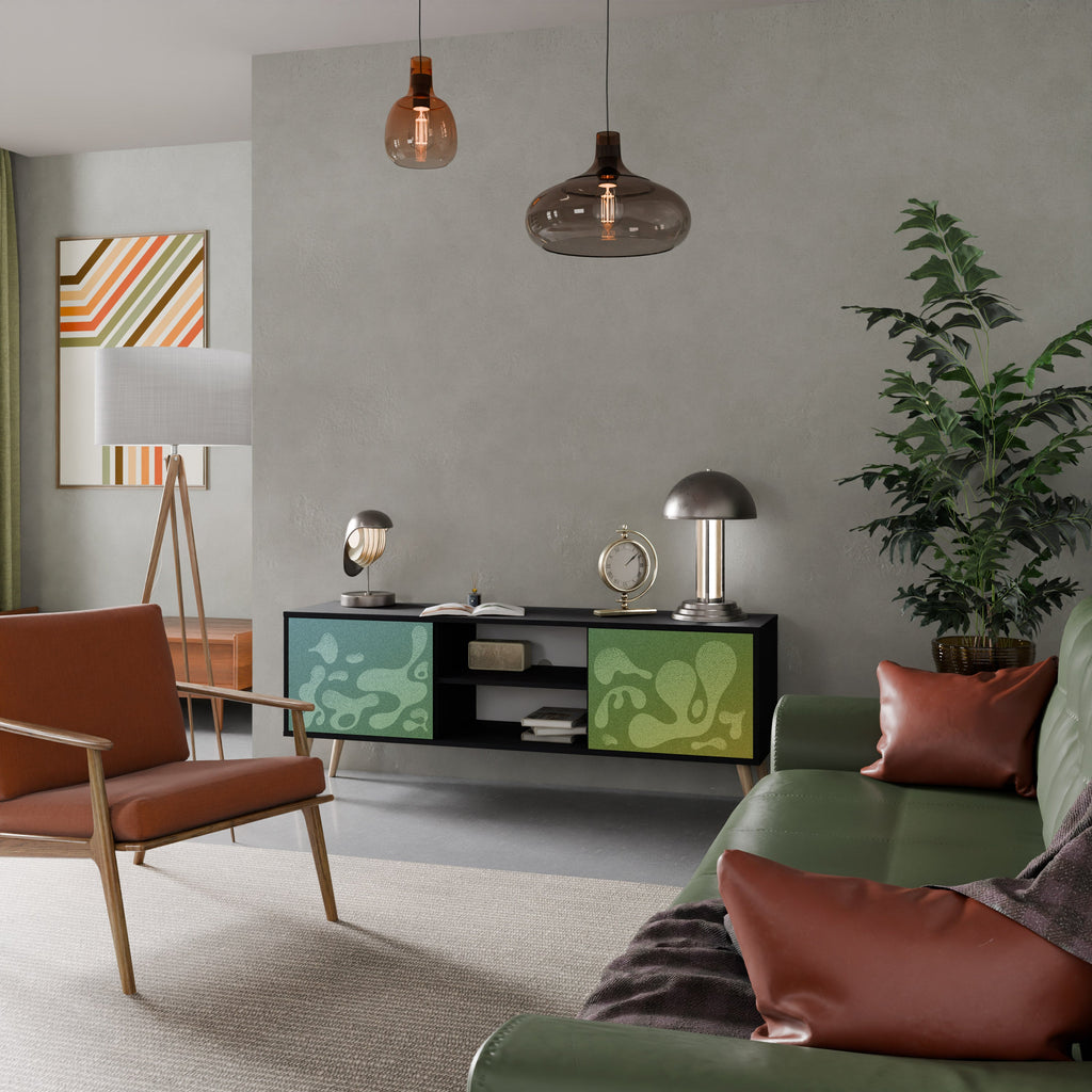 Meuble TV 2 portes IRREGULAR BLUE en finition noire