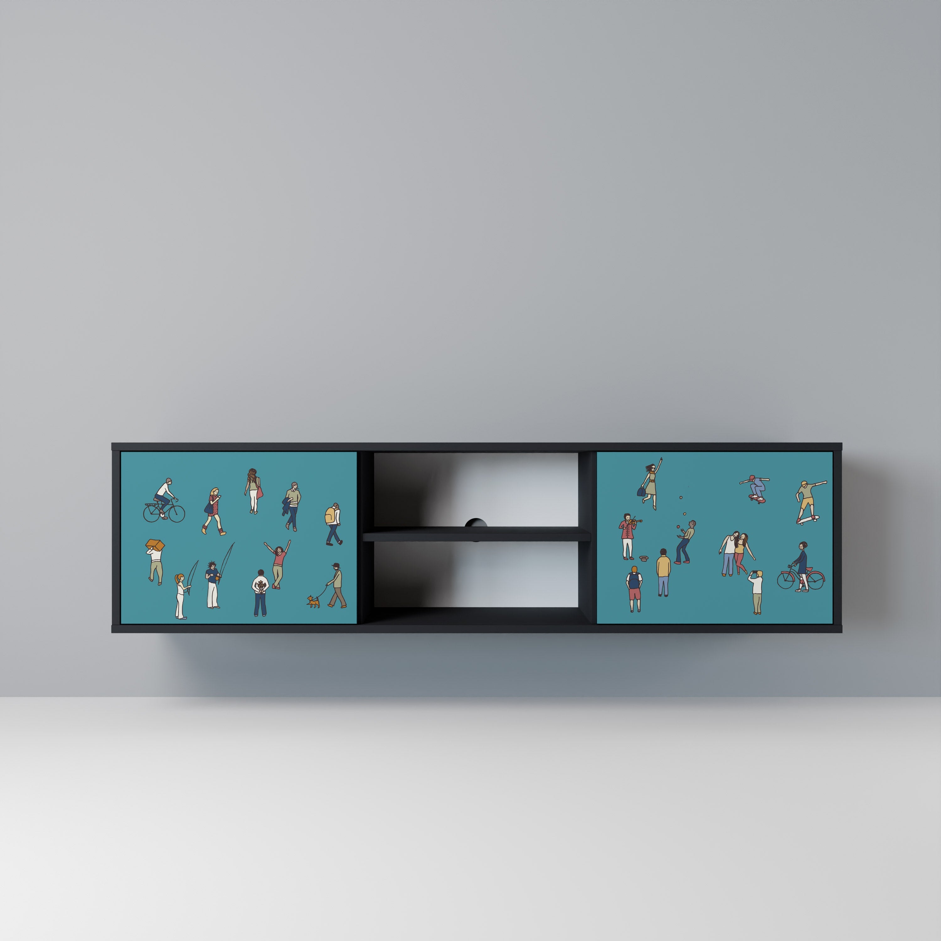 Meuble TV 2 portes COLLECTIVE STREAM finition noire