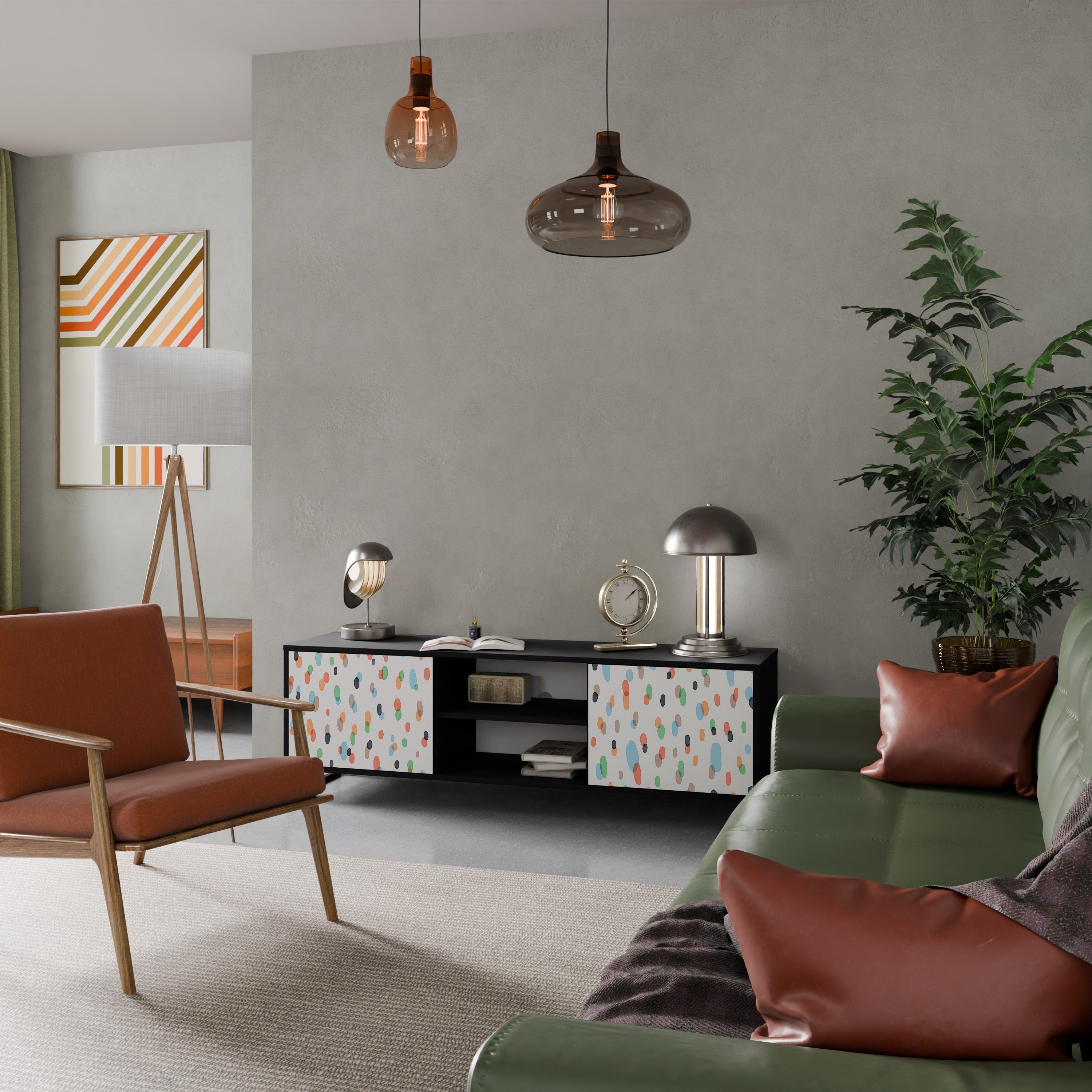 Meuble TV 2 portes ENERGETIC SPOTS finition noire