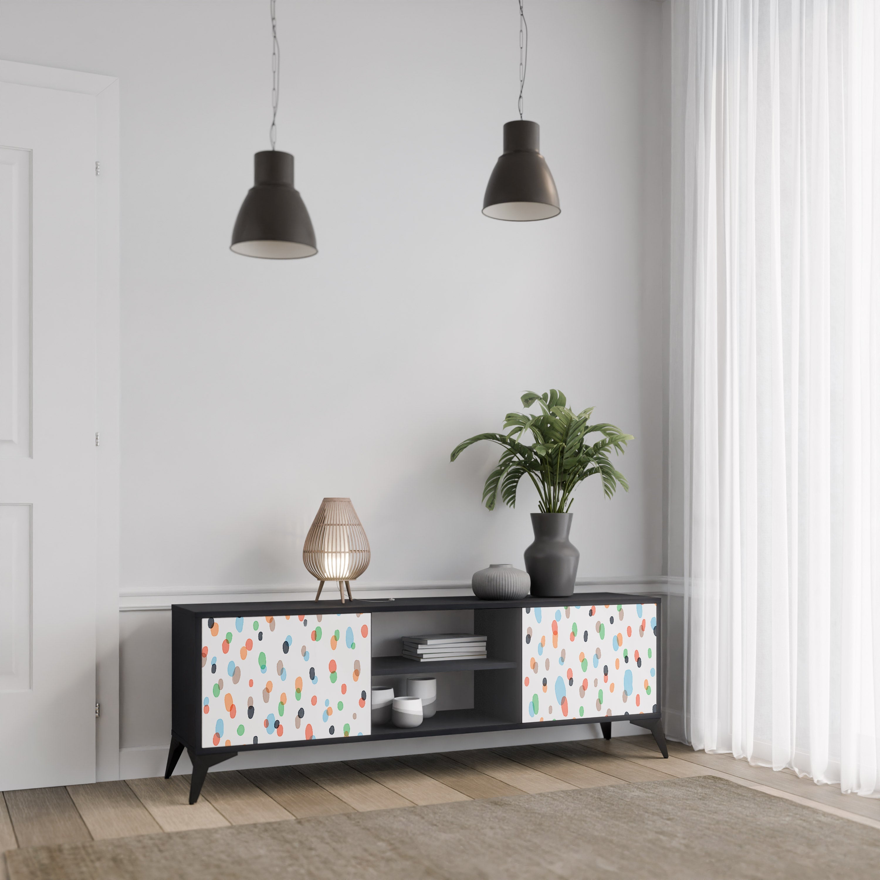 Meuble TV 2 portes ENERGETIC SPOTS finition noire