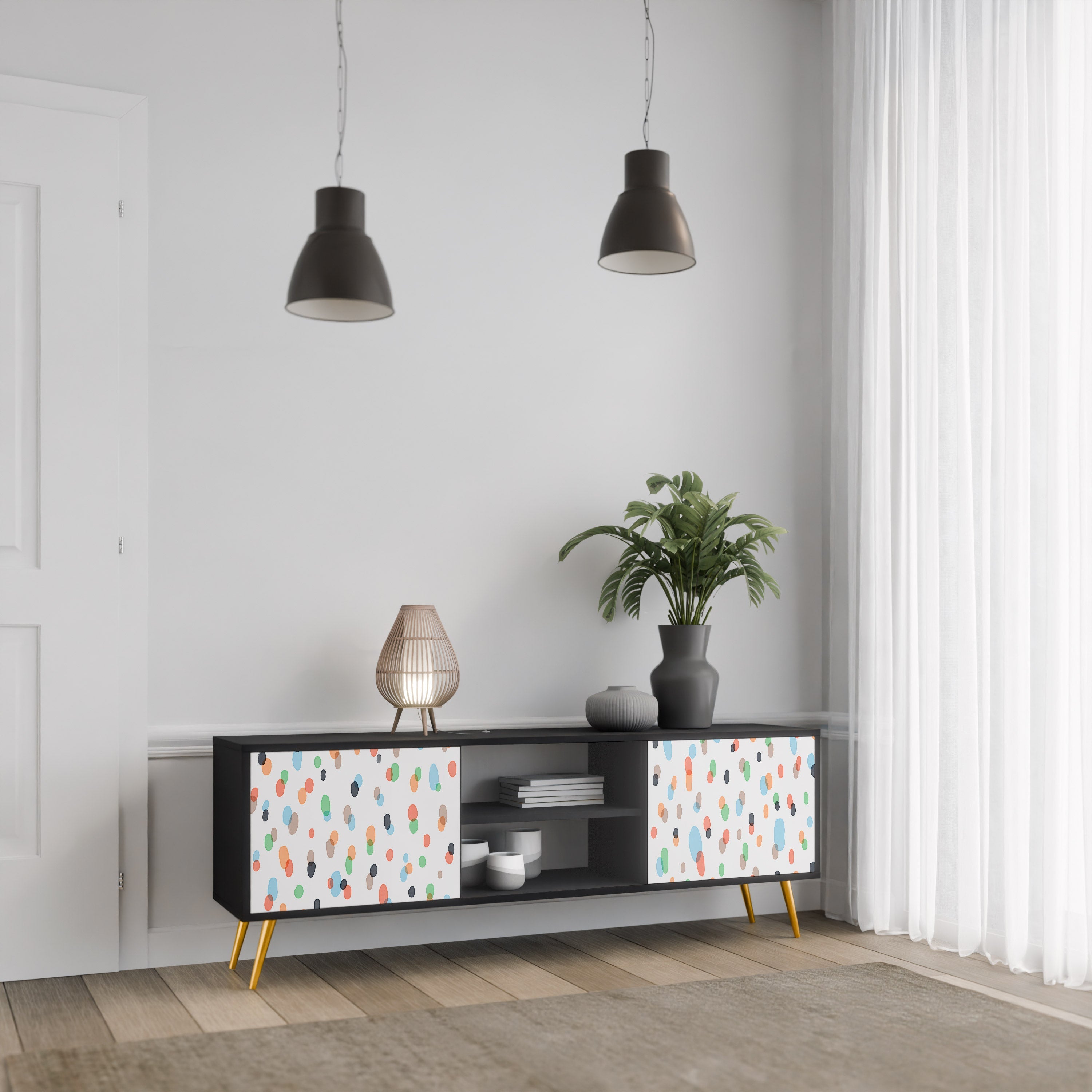 Meuble TV 2 portes ENERGETIC SPOTS finition noire