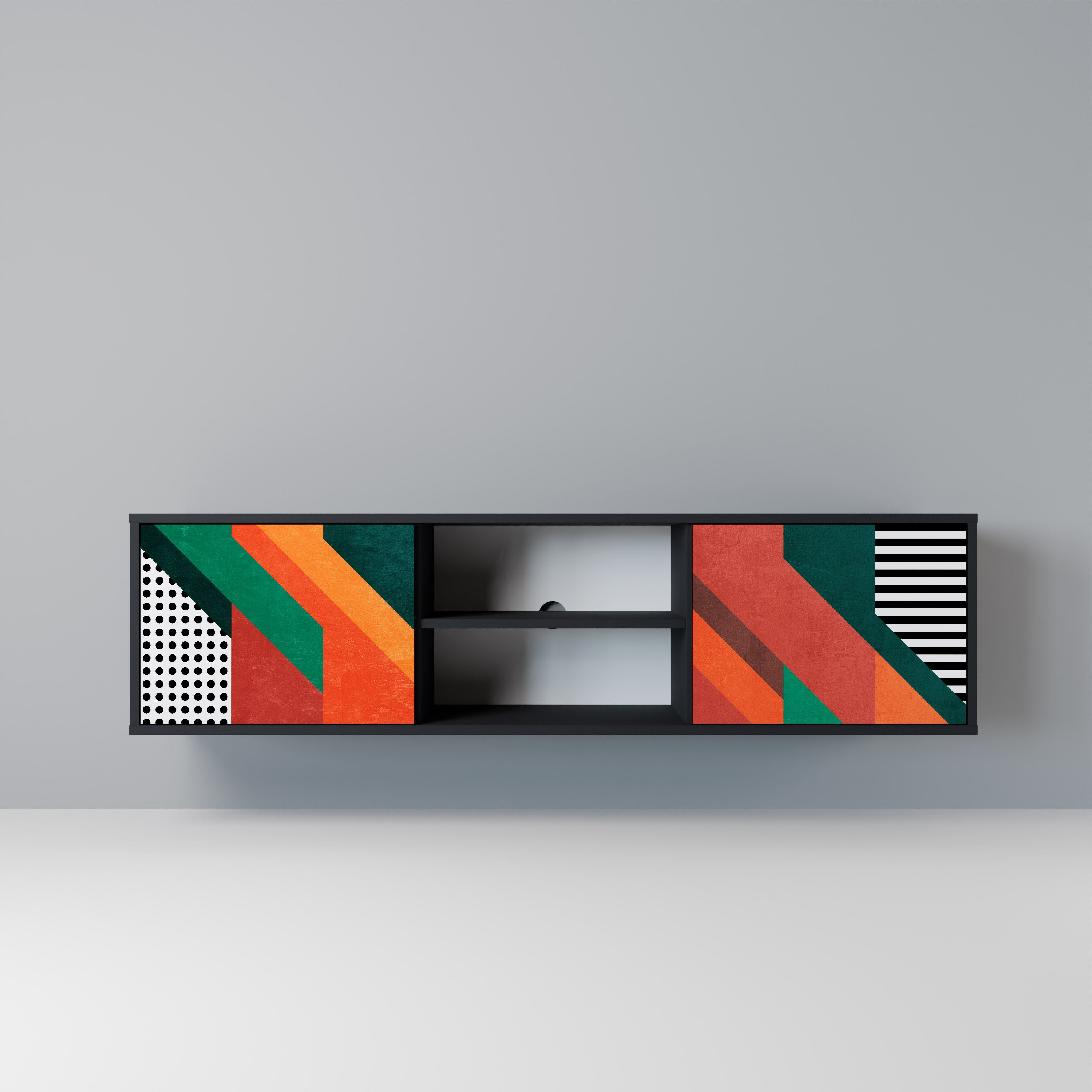 Meuble TV 2 portes MAKESHIFT ARTISTRY en finition noire