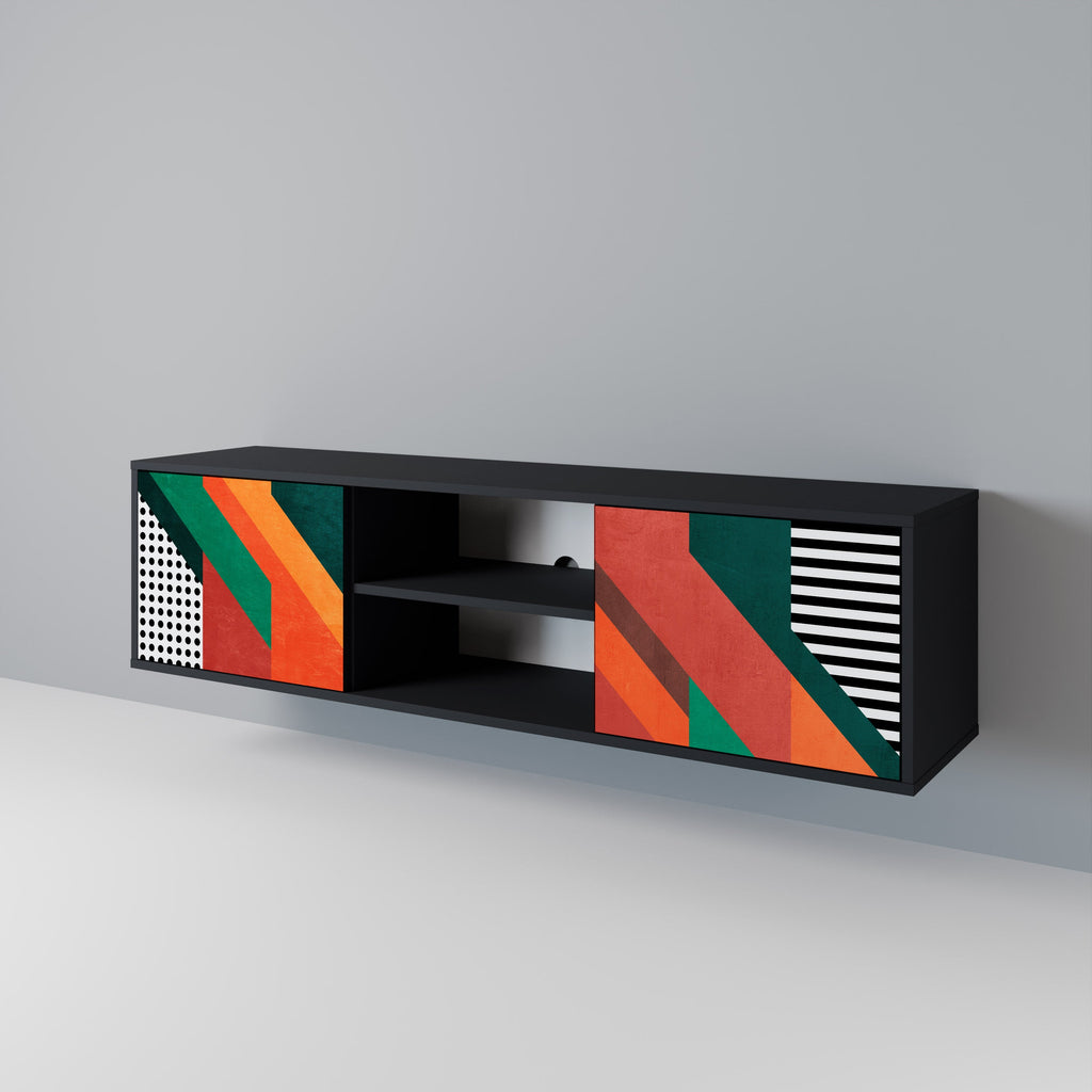 Meuble TV 2 portes MAKESHIFT ARTISTRY en finition noire