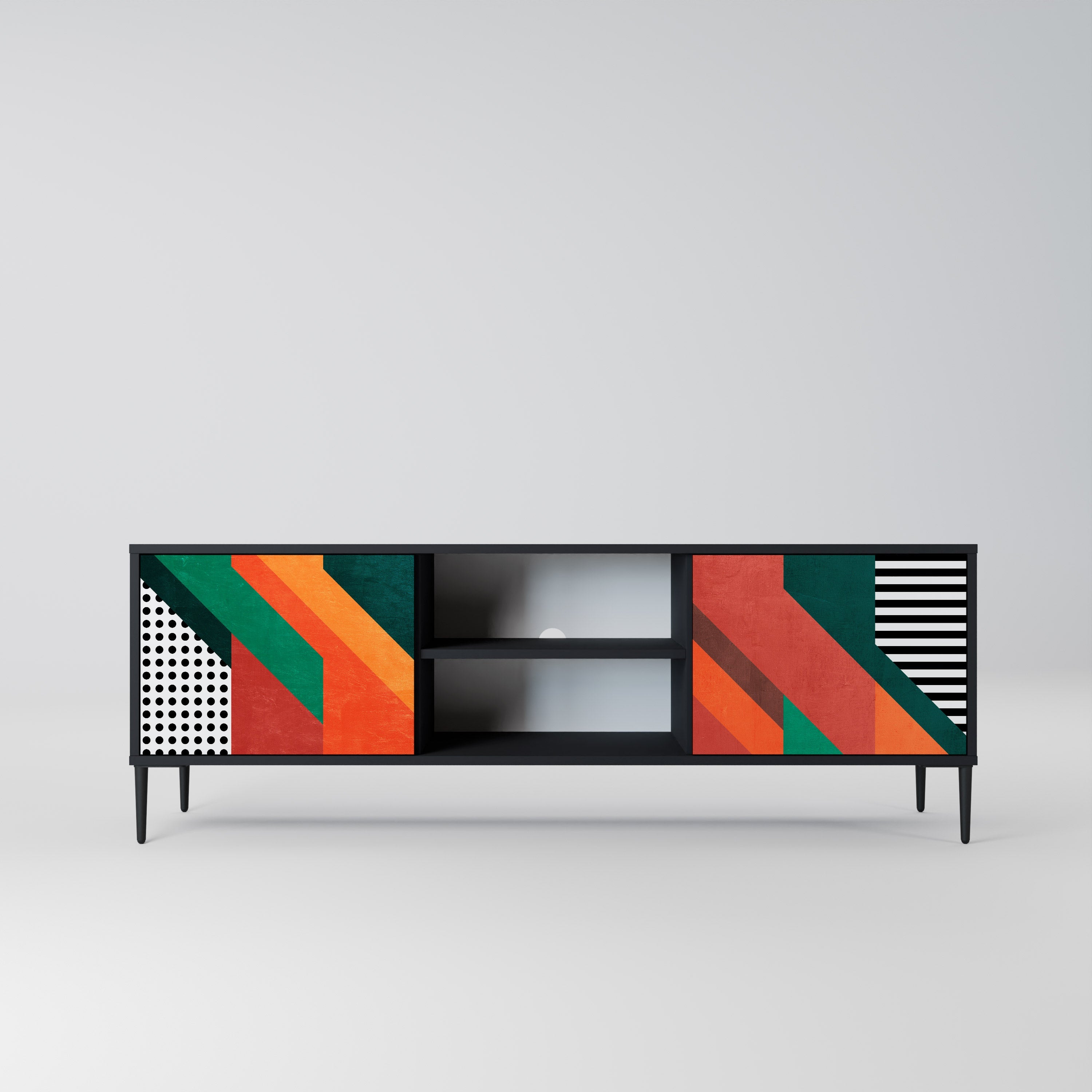 Meuble TV 2 portes MAKESHIFT ARTISTRY en finition noire