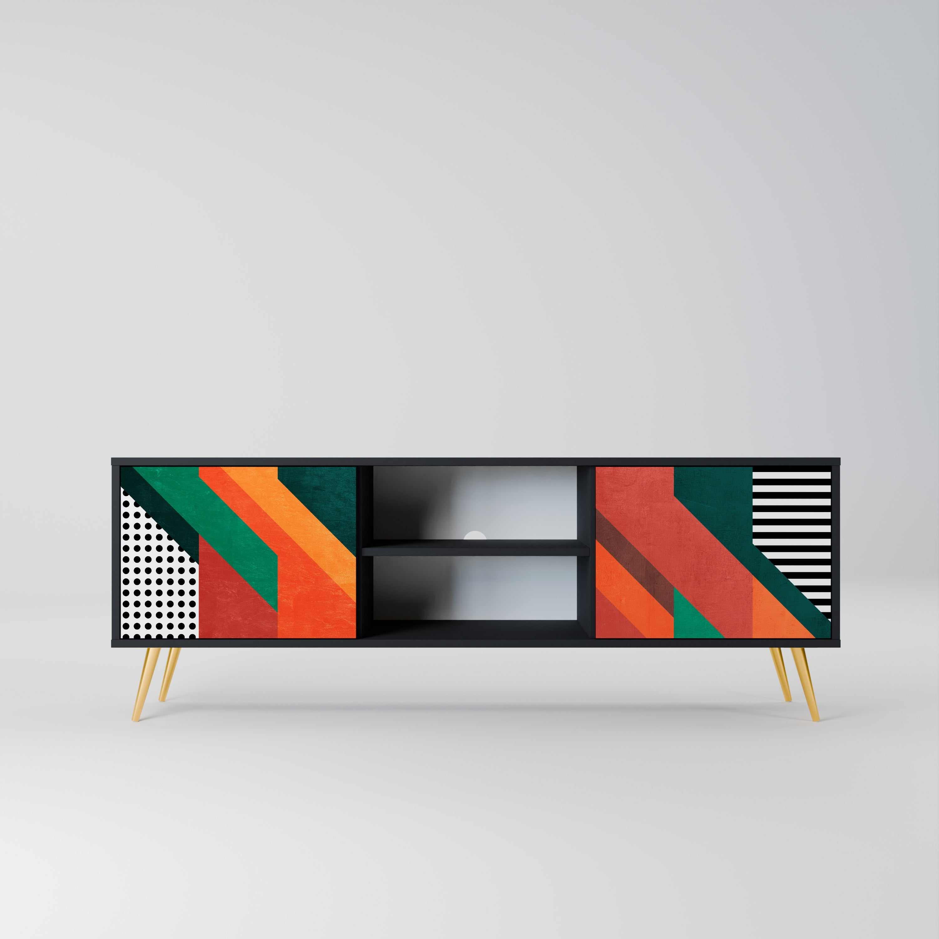 Meuble TV 2 portes MAKESHIFT ARTISTRY en finition noire