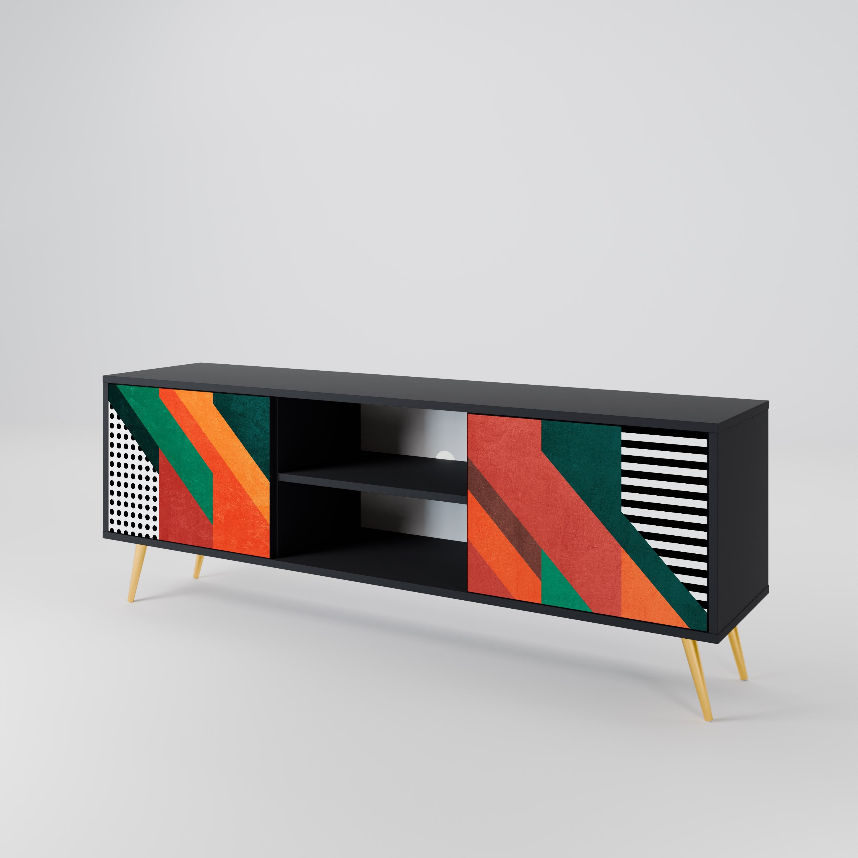 Meuble TV 2 portes MAKESHIFT ARTISTRY en finition noire