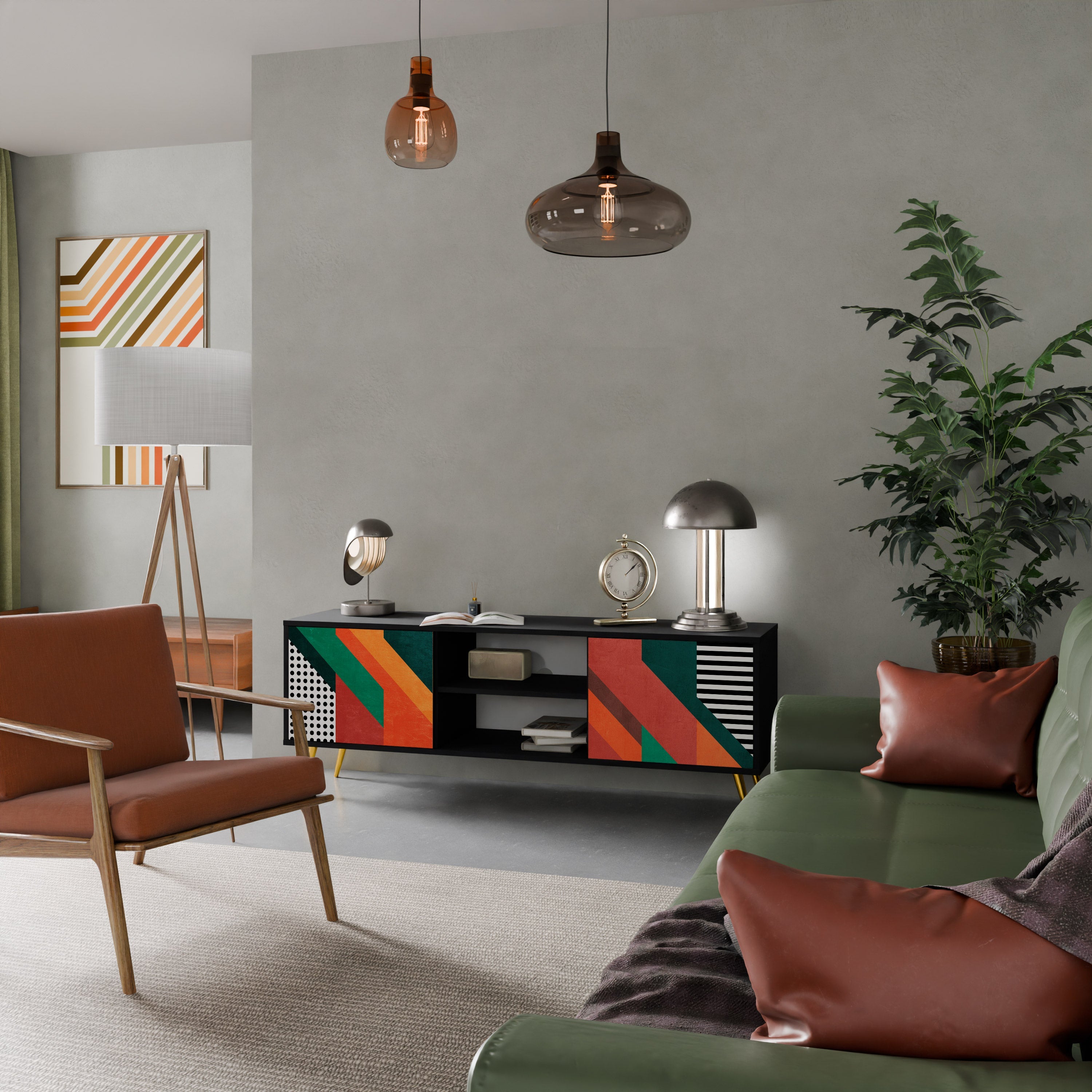 Meuble TV 2 portes MAKESHIFT ARTISTRY en finition noire