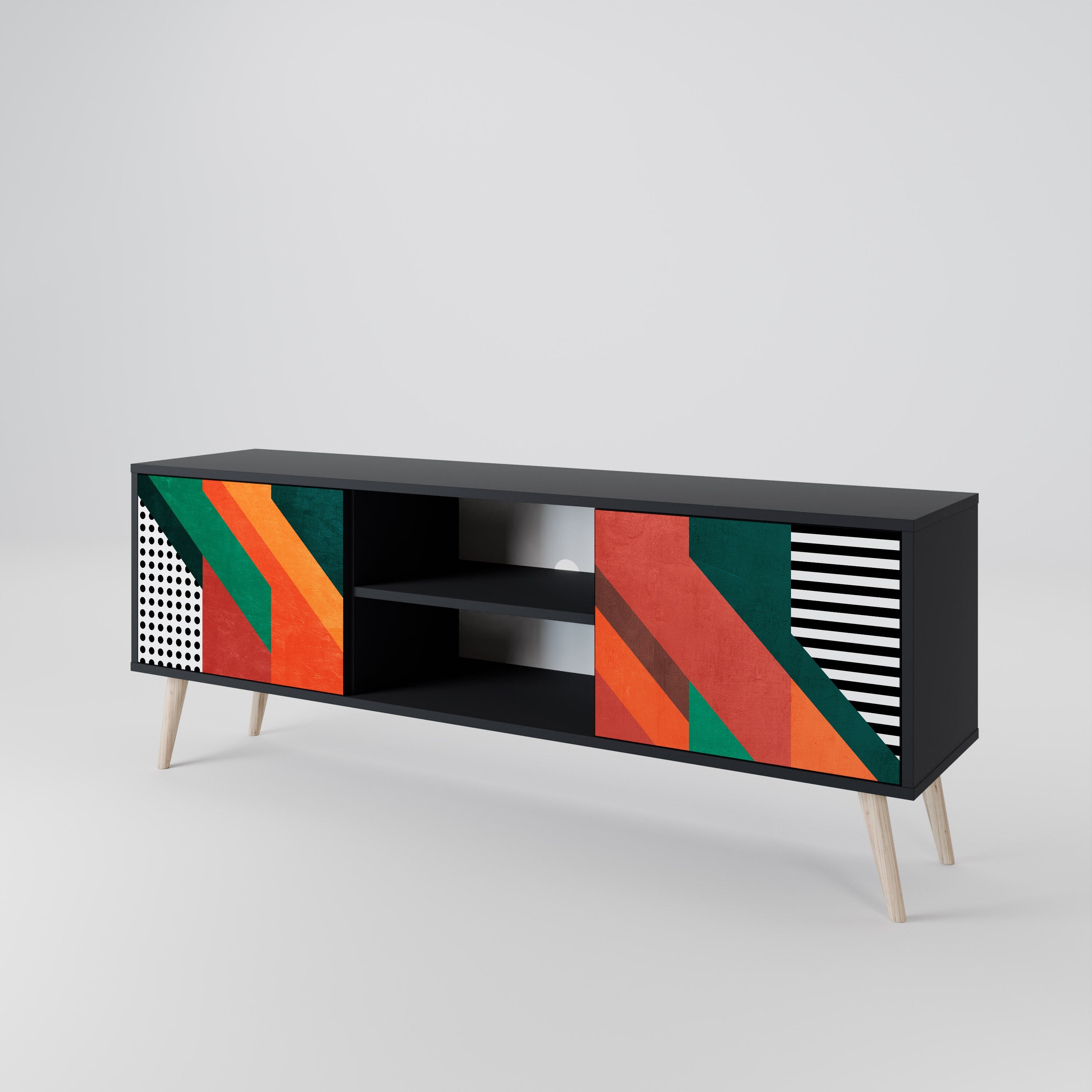 Meuble TV 2 portes MAKESHIFT ARTISTRY en finition noire