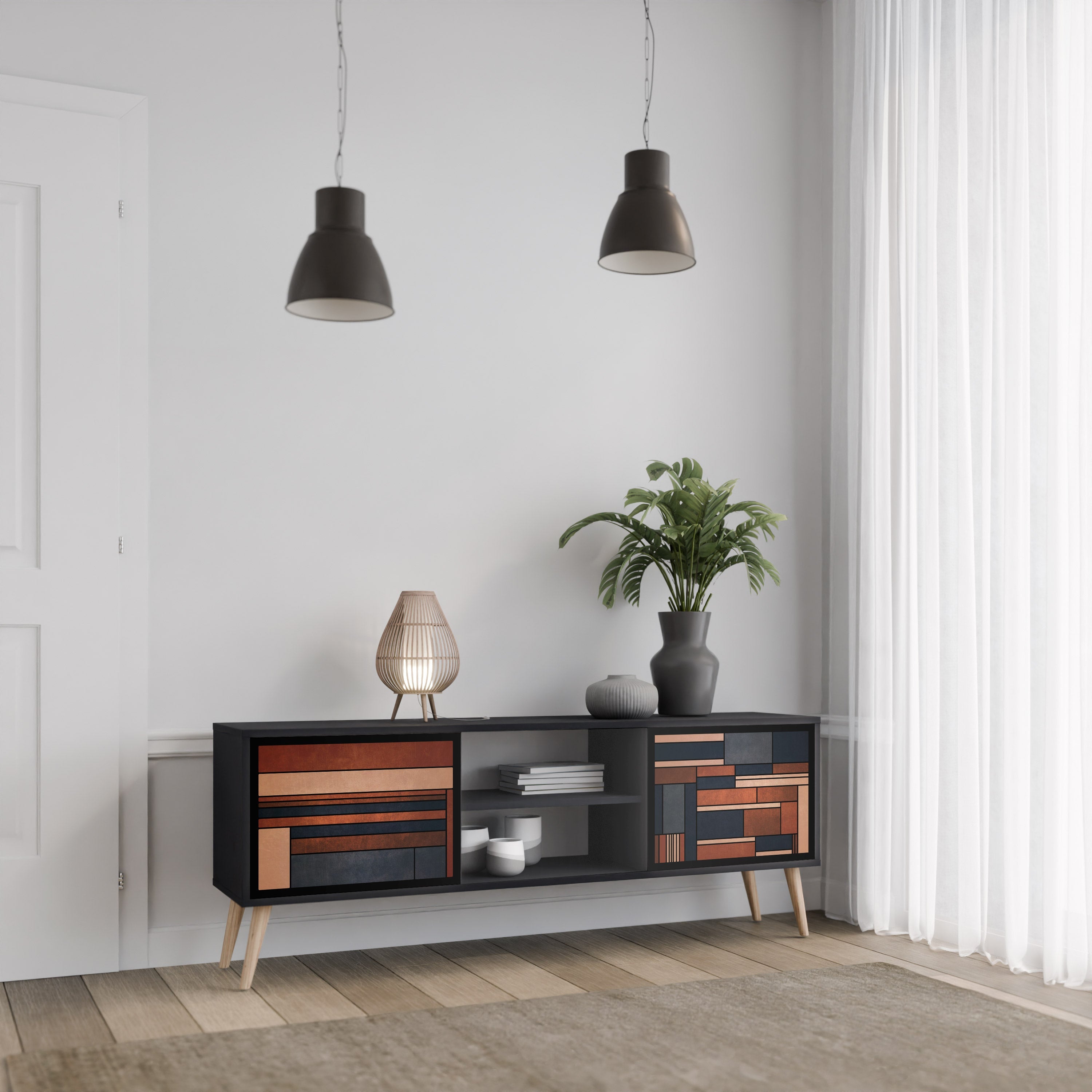 Meuble TV 2 portes INTREPID FORMATION finition noire