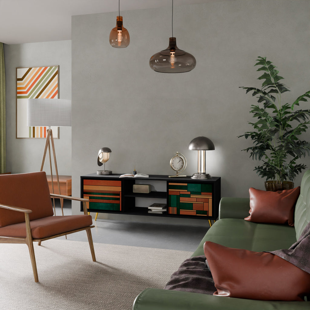 Meuble TV 2 portes EARTHY FIGURES en finition noire