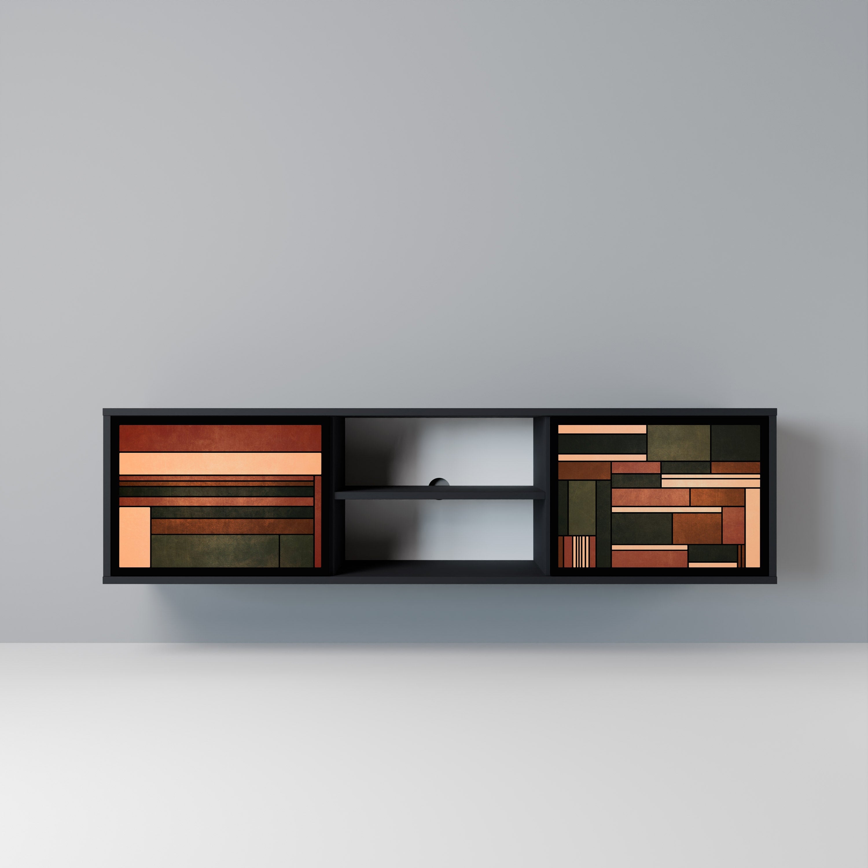 Meuble TV 2 portes FIGURES OF NATURE finition noire