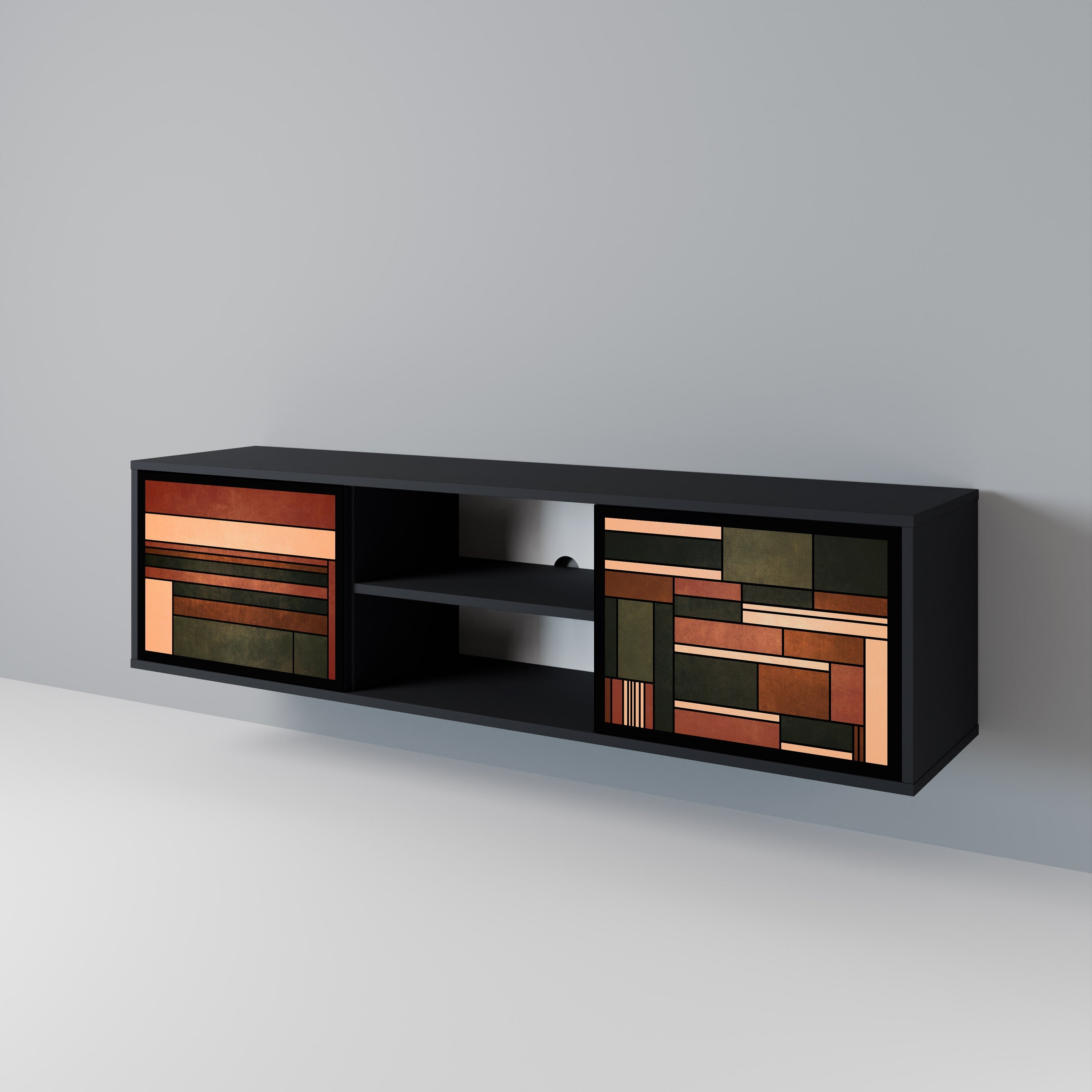 Meuble TV 2 portes FIGURES OF NATURE finition noire