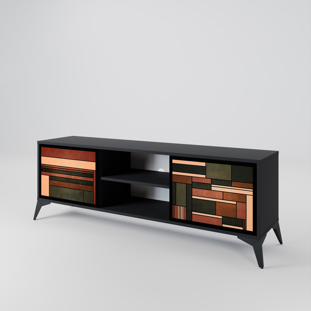 Meuble TV 2 portes FIGURES OF NATURE finition noire