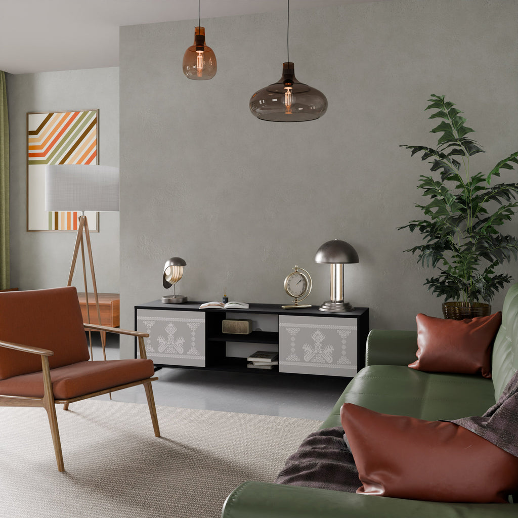 Meuble TV 2 portes THAI GRAY finition noire