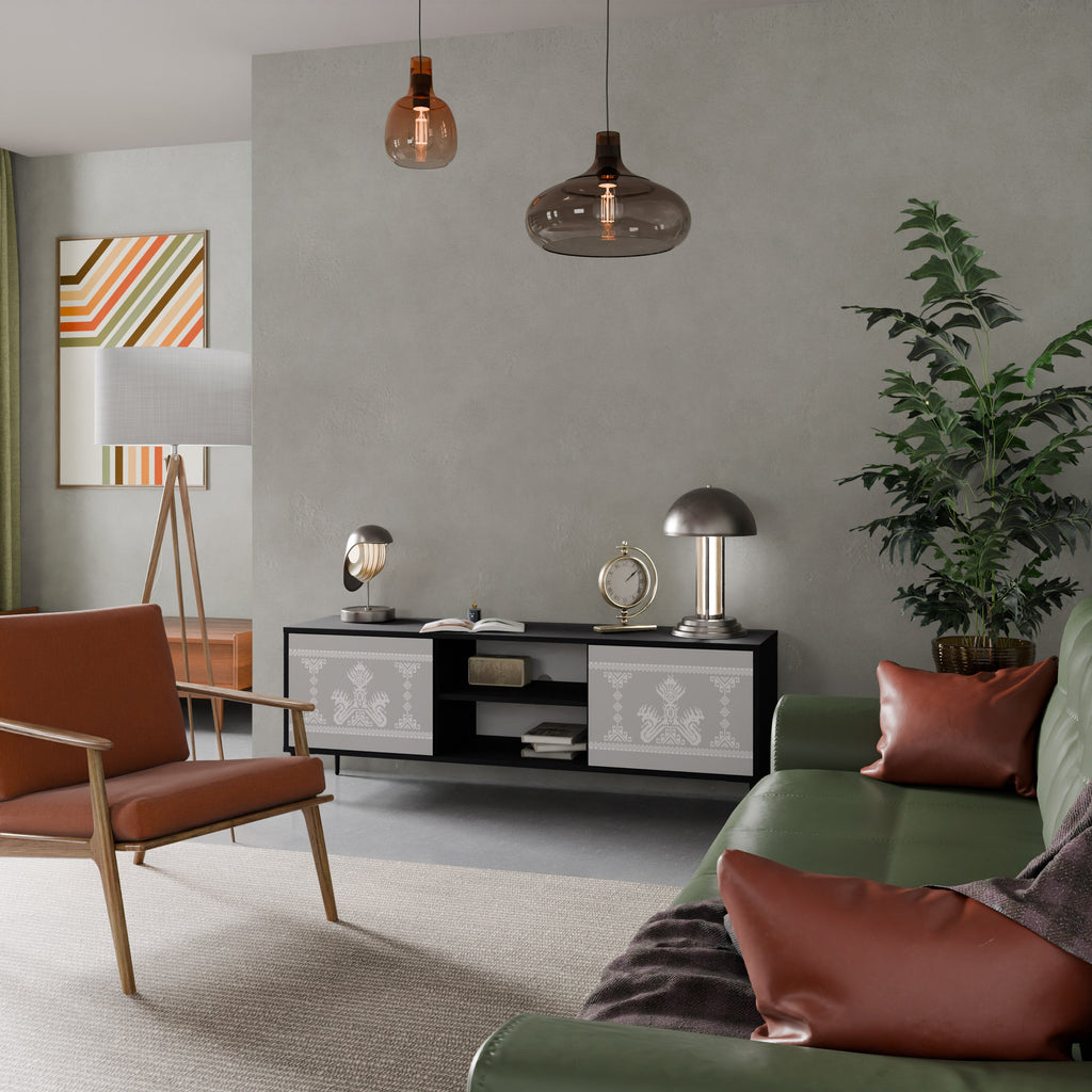 Meuble TV 2 portes THAI GRAY finition noire