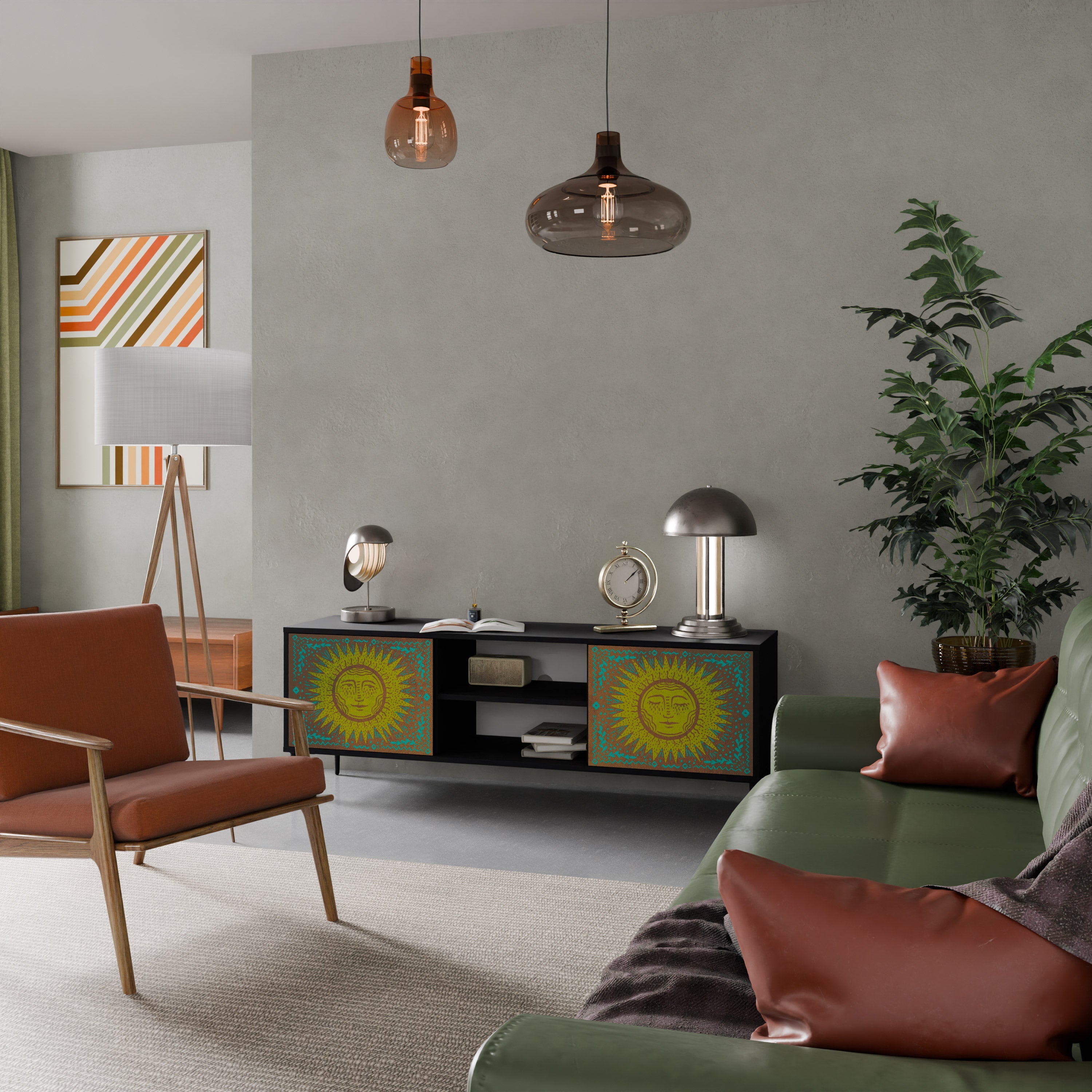 Meuble TV 2 portes SUNSHINE EULOGY finition noire