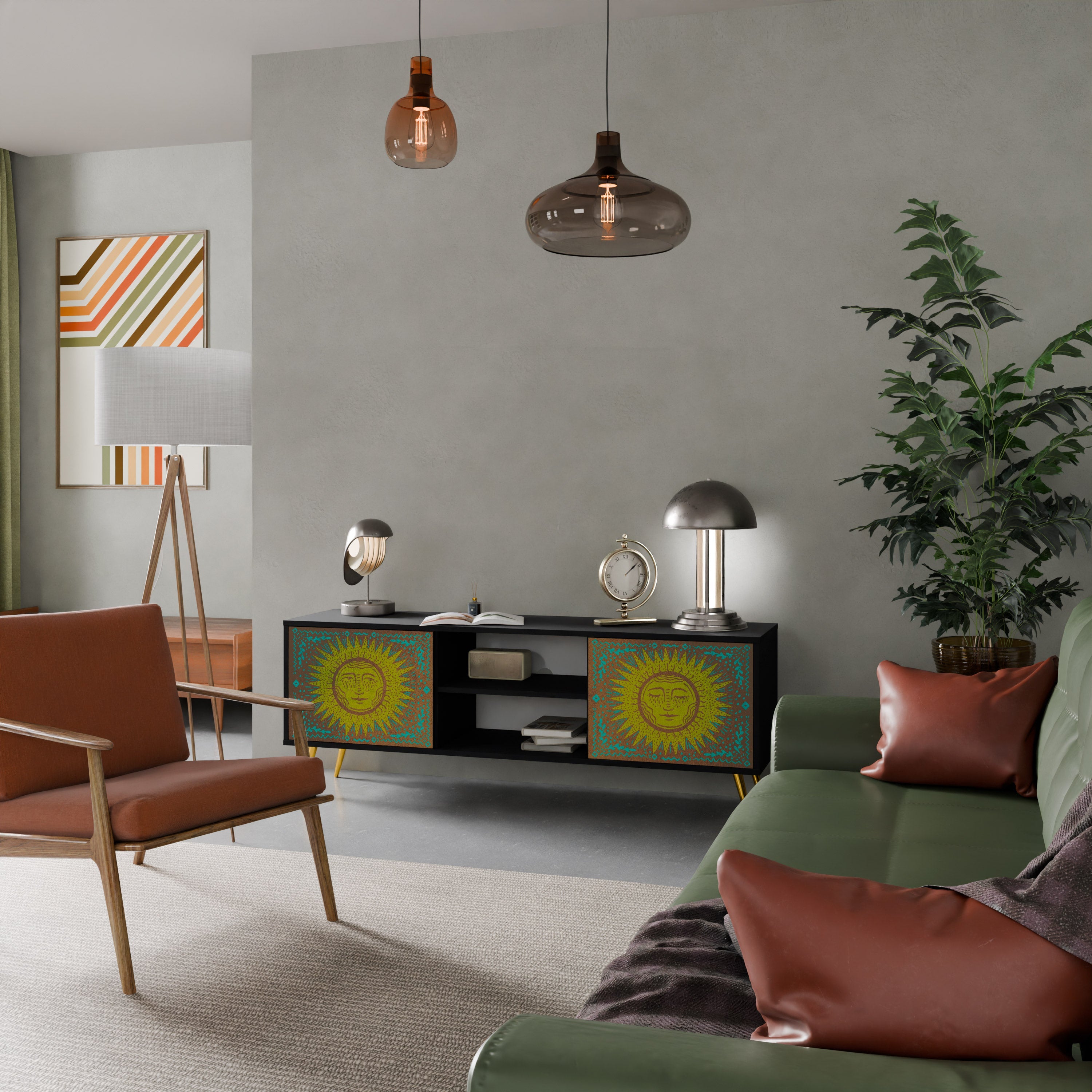 Meuble TV 2 portes SUNSHINE EULOGY finition noire