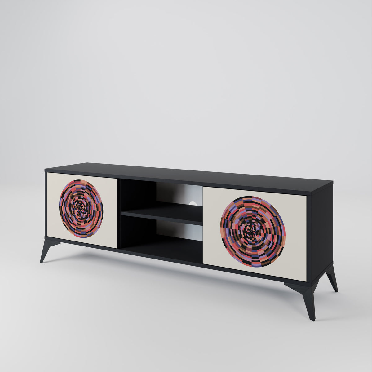 BROWN CIRCLES 2-Door TV Cabinet