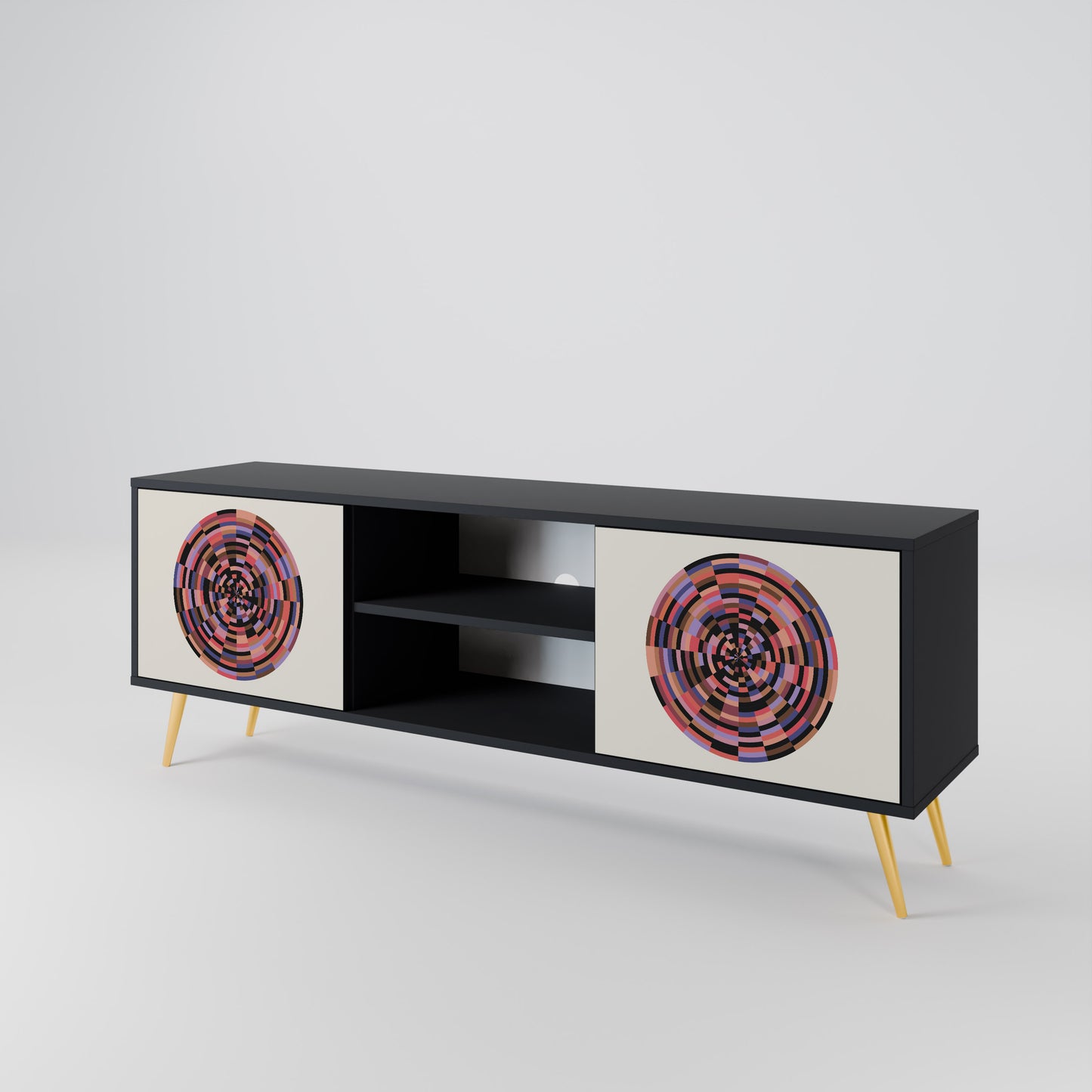 BROWN CIRCLES 2-Door TV Cabinet