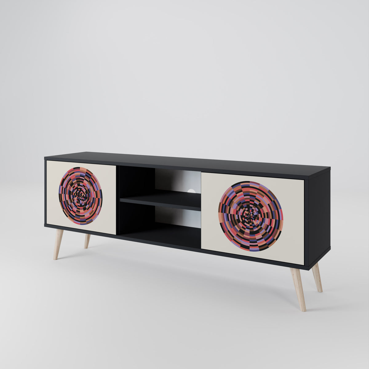 BROWN CIRCLES 2-Door TV Cabinet