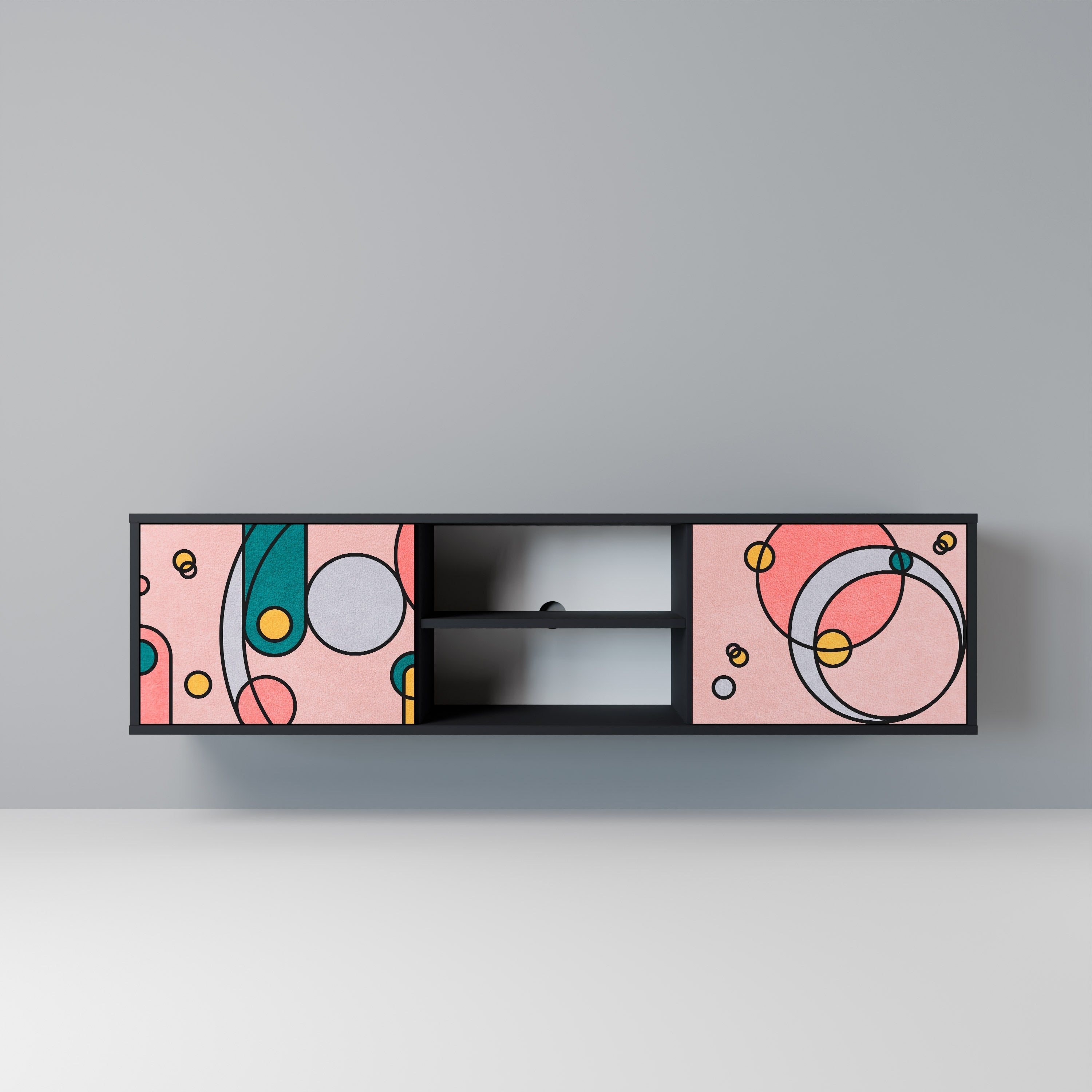 Meuble TV 2 portes GOSSAMER ECHOES finition noire