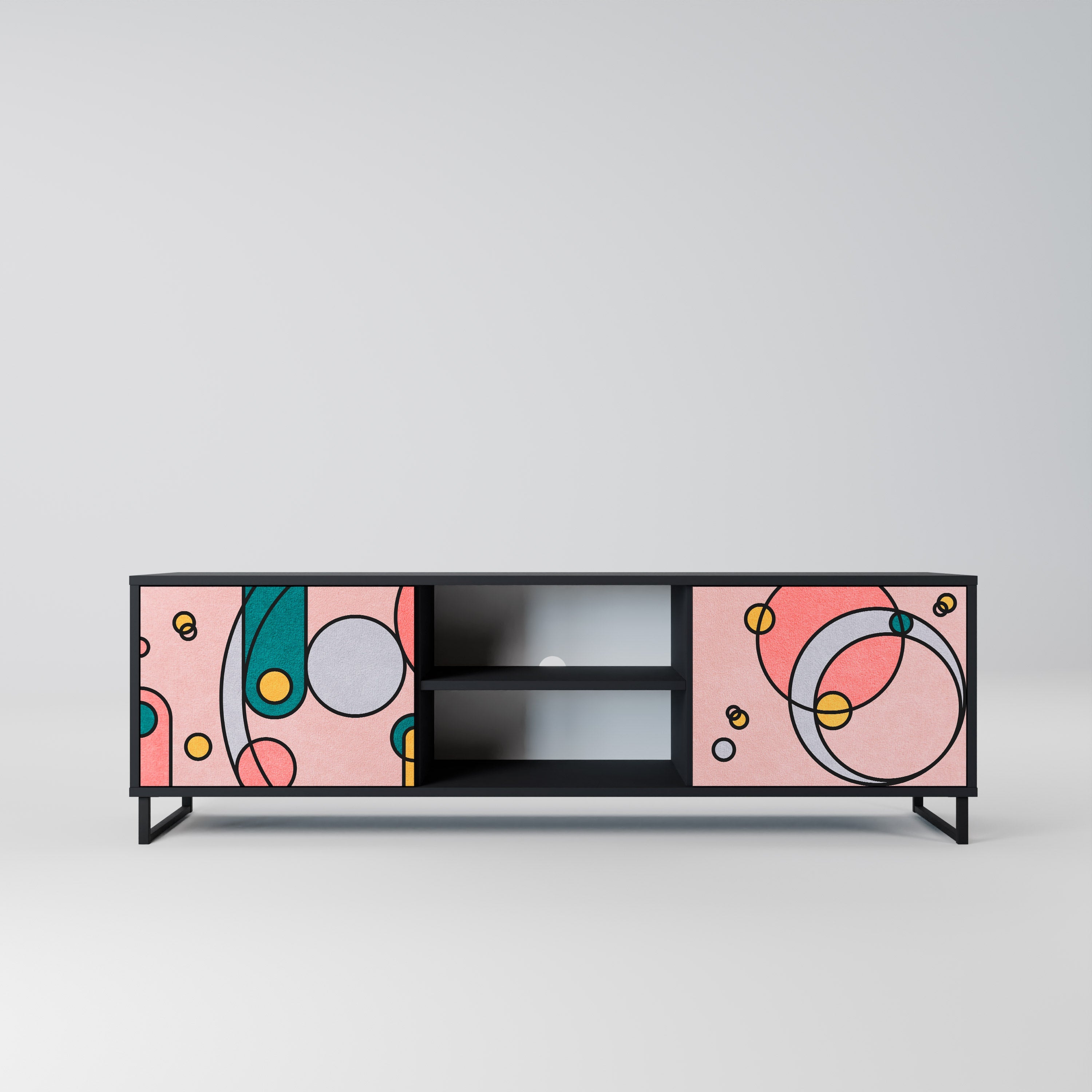 Meuble TV 2 portes GOSSAMER ECHOES finition noire