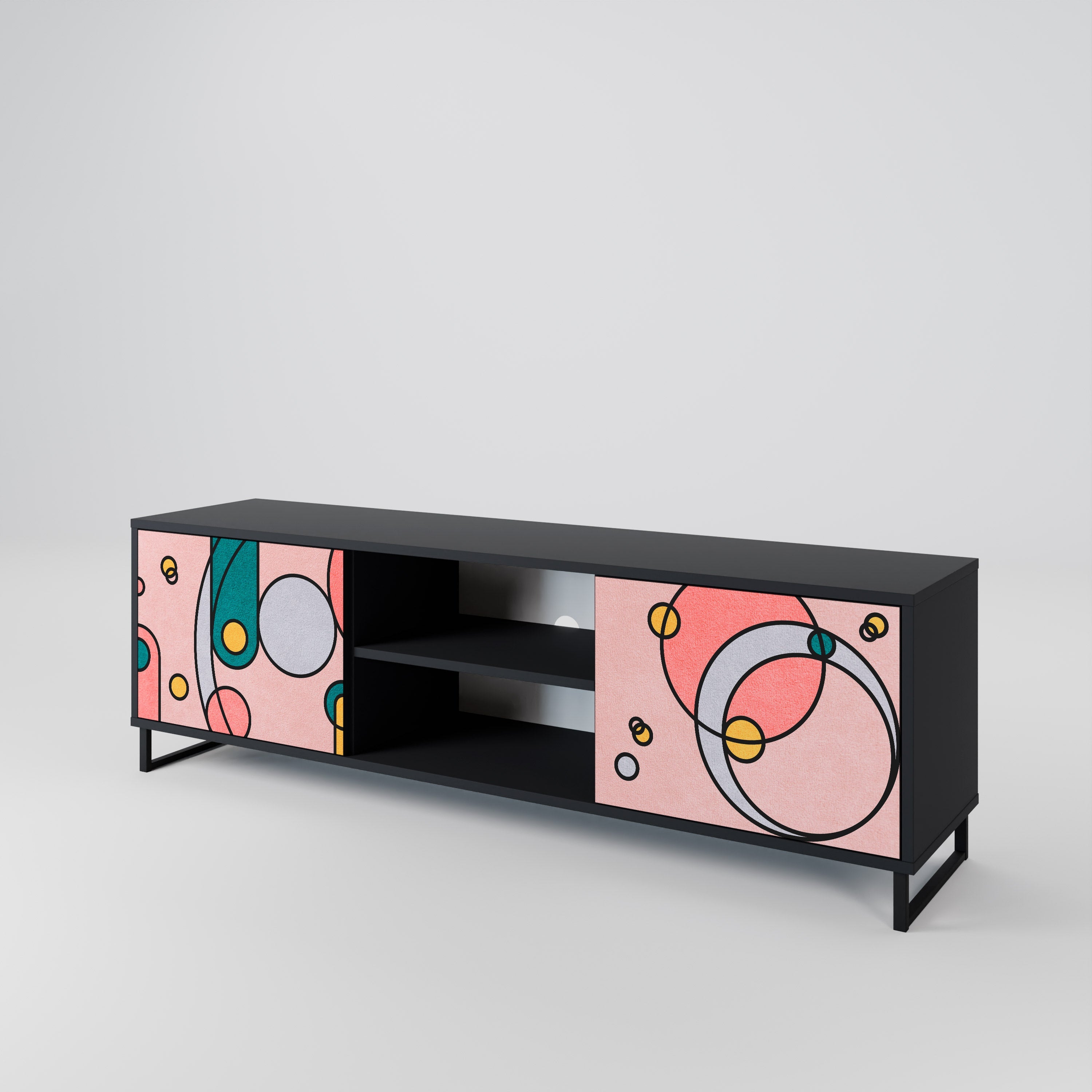 Meuble TV 2 portes GOSSAMER ECHOES finition noire