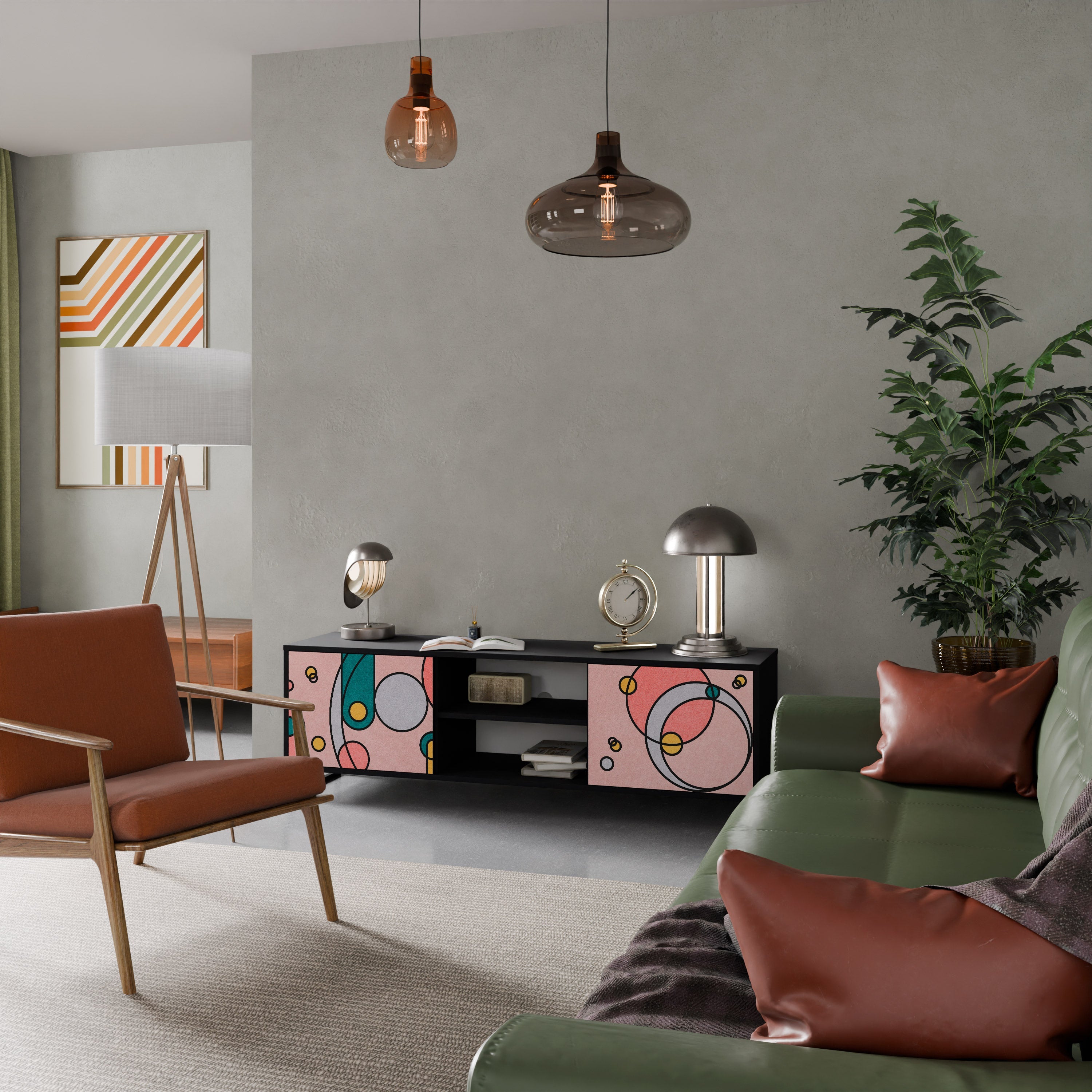 Meuble TV 2 portes GOSSAMER ECHOES finition noire