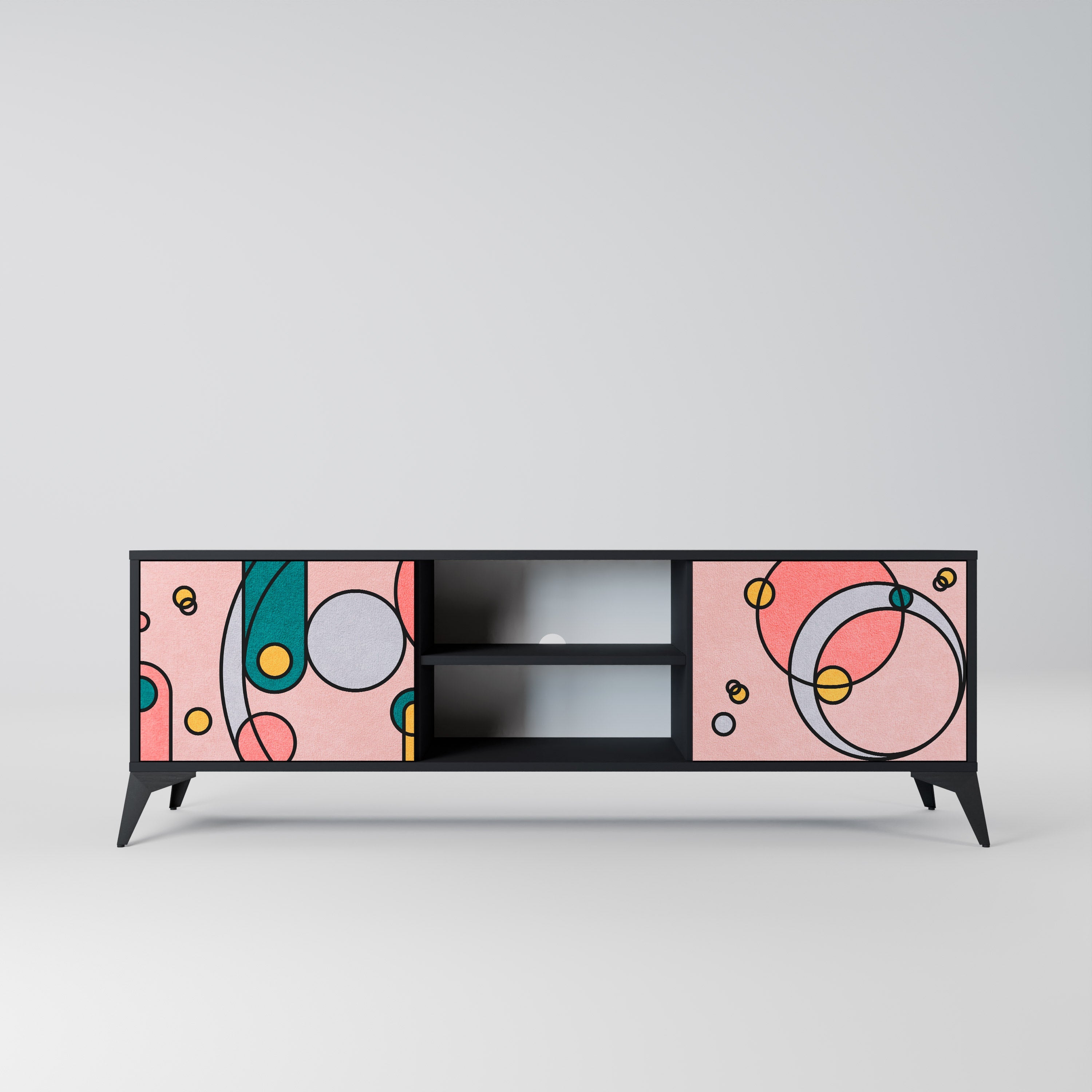 Meuble TV 2 portes GOSSAMER ECHOES finition noire