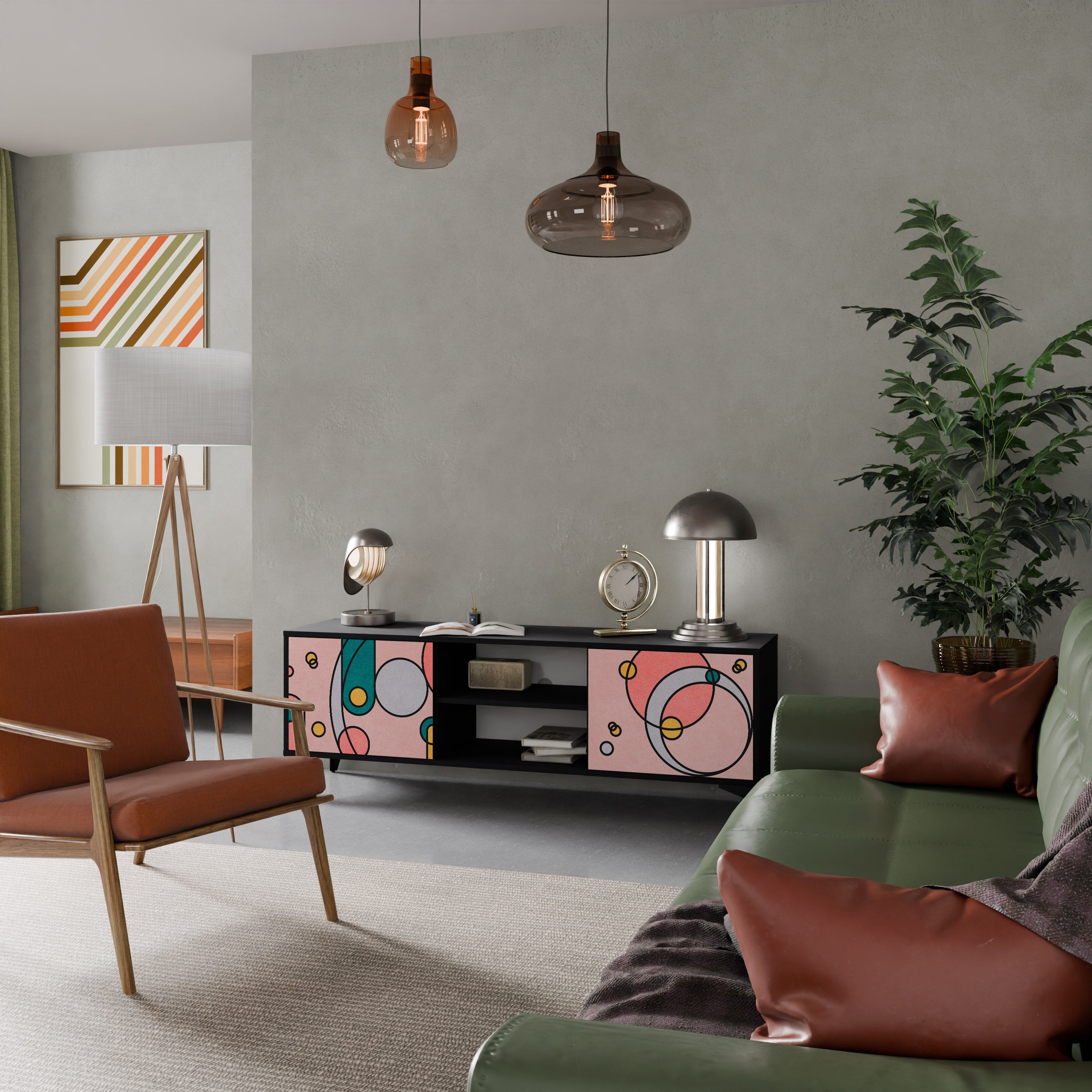 Meuble TV 2 portes GOSSAMER ECHOES finition noire