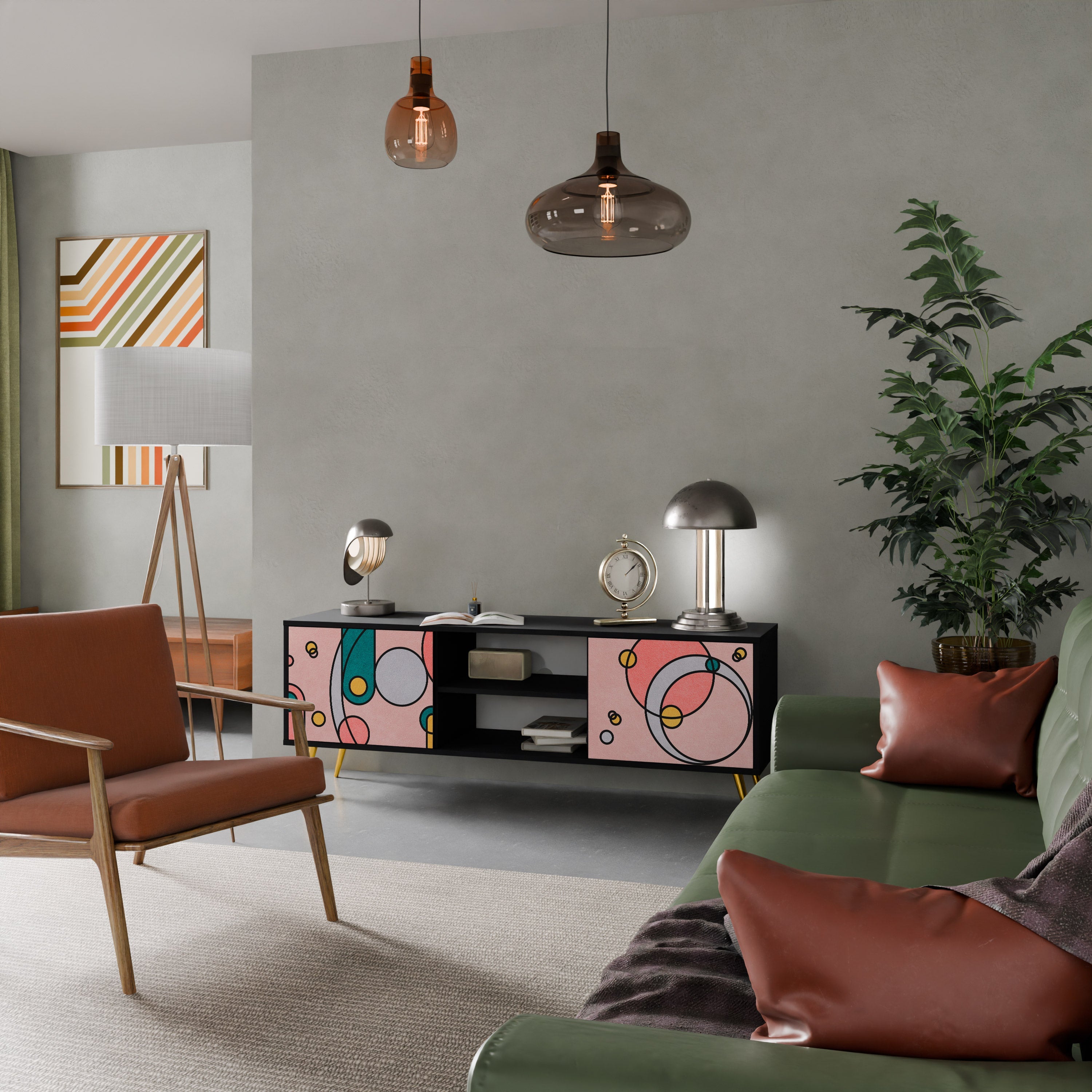 Meuble TV 2 portes GOSSAMER ECHOES finition noire