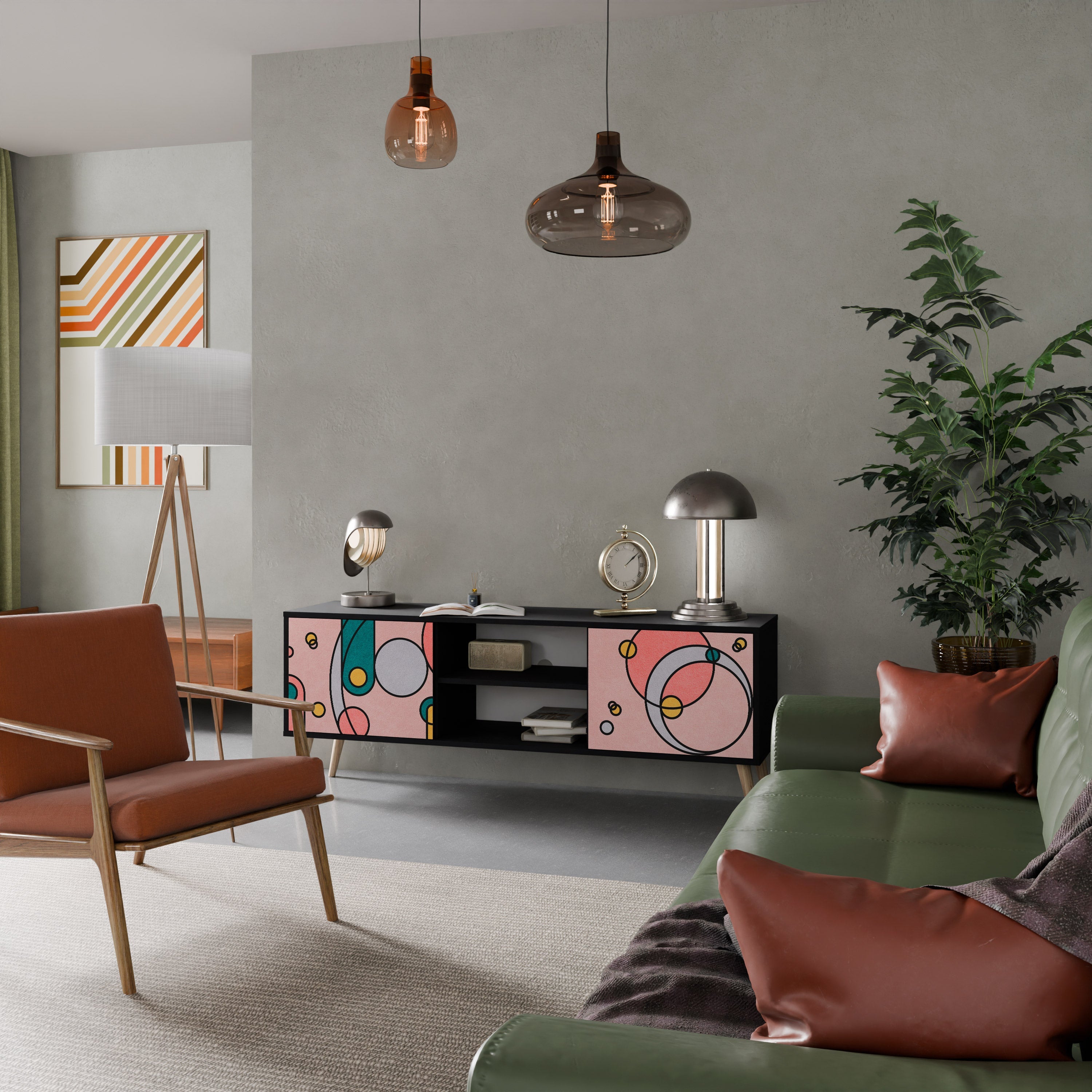 Meuble TV 2 portes GOSSAMER ECHOES finition noire