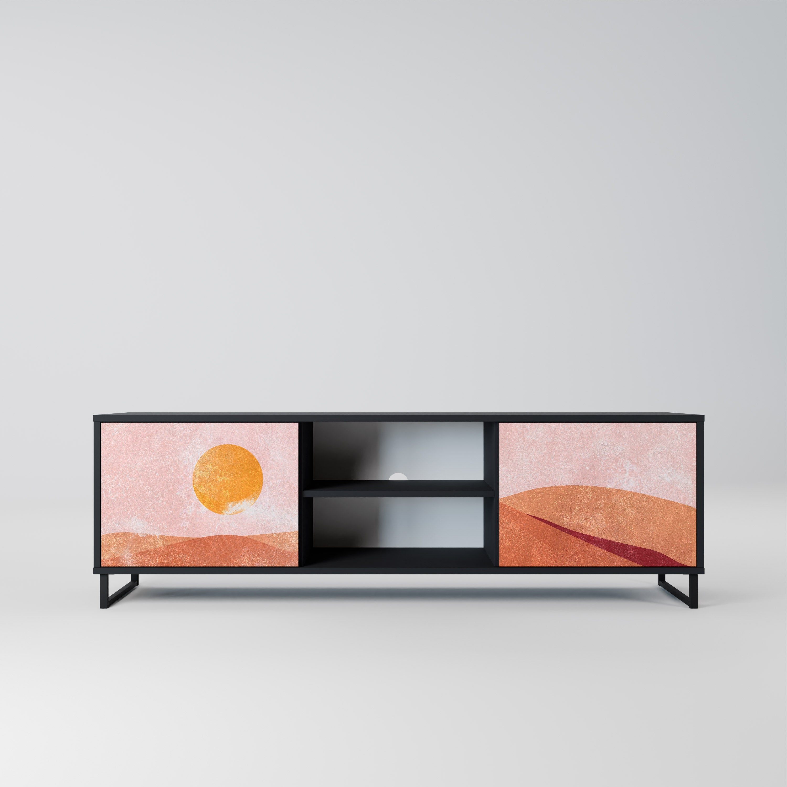 Meuble TV 2 portes LUMINOUS SUNLIGHT finition noire